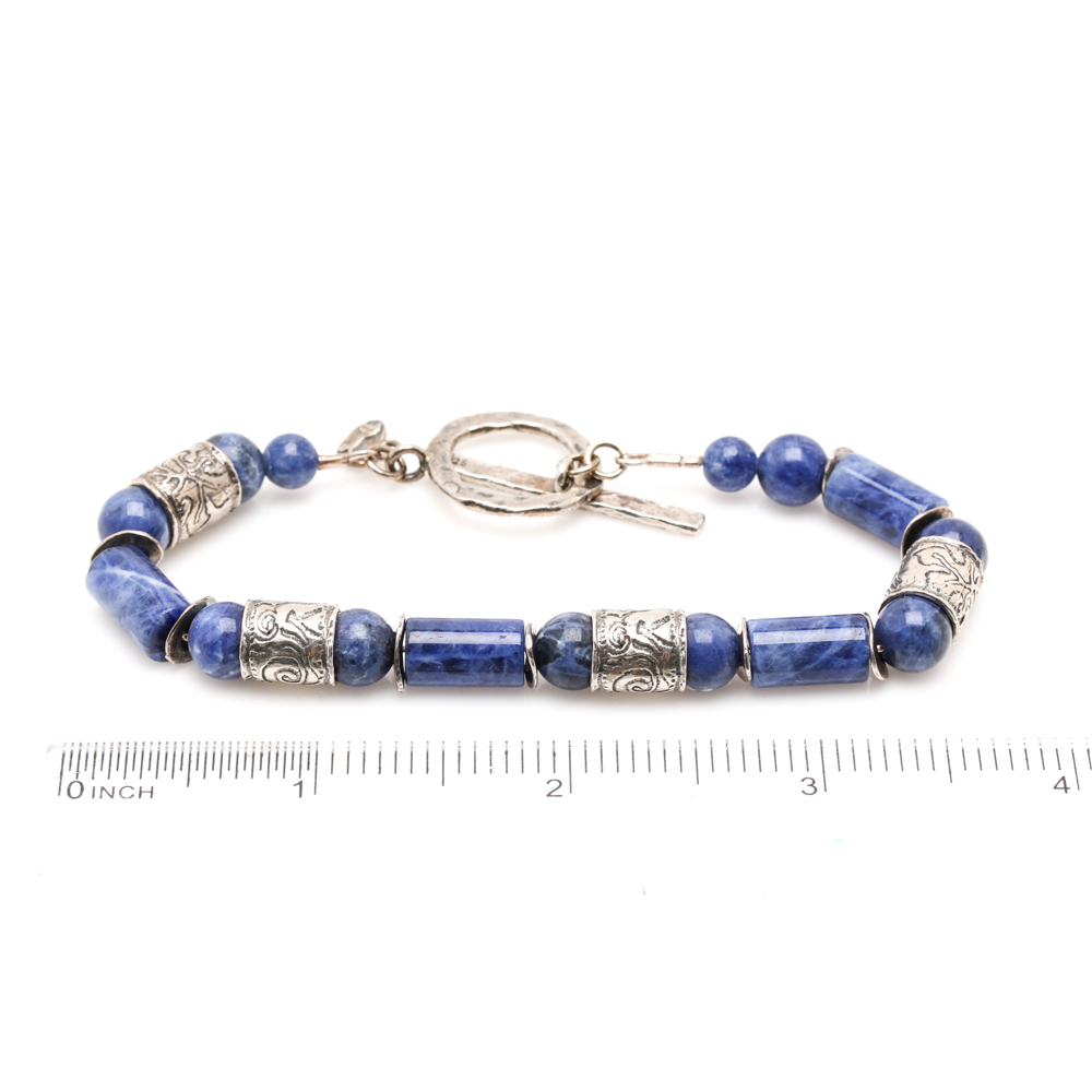 Tel Megiddo Sterling Silver Sodalite Bracelet