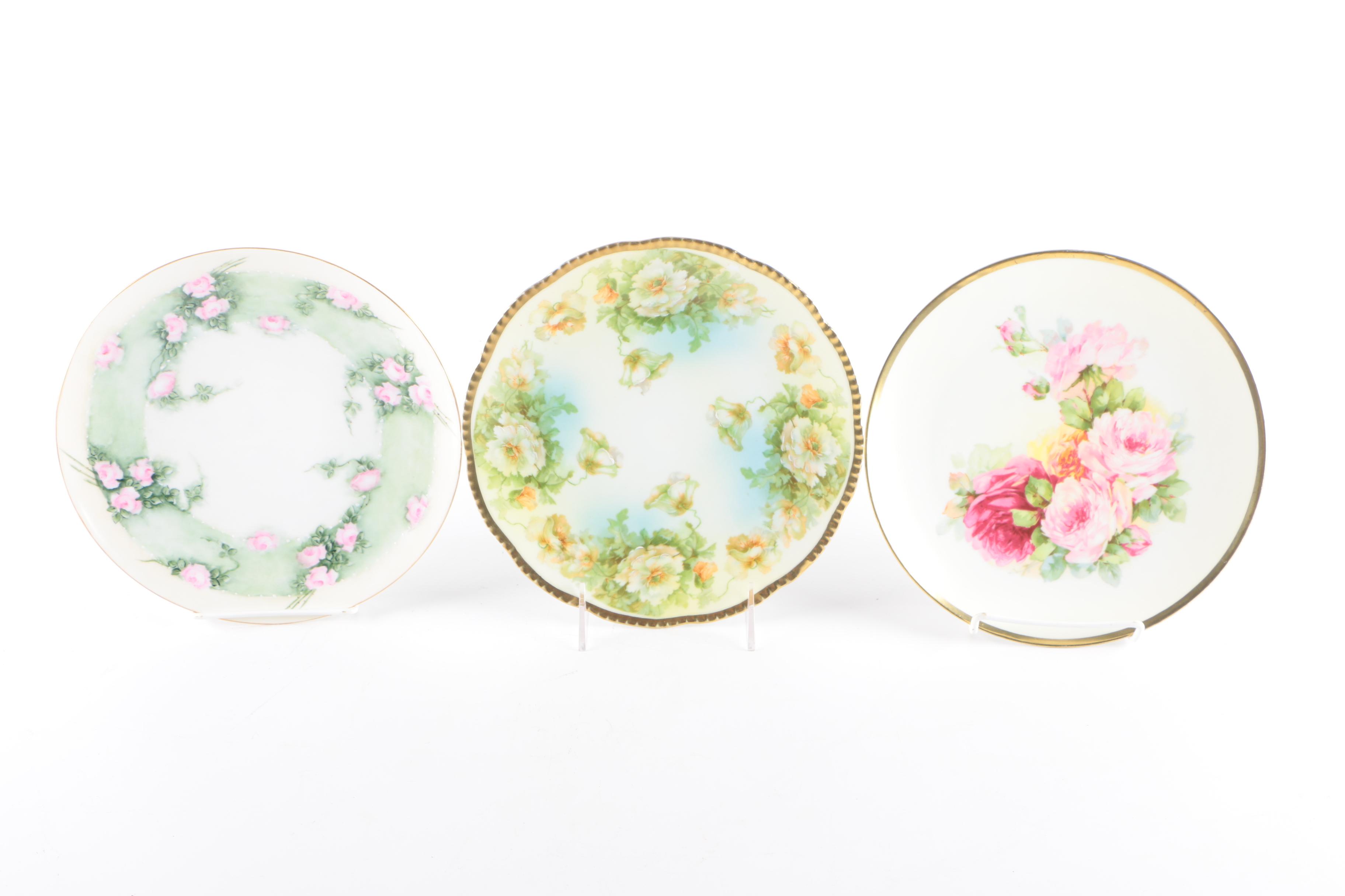 Vintage Hand-Painted Haviland and Noritake Porcelain Plates