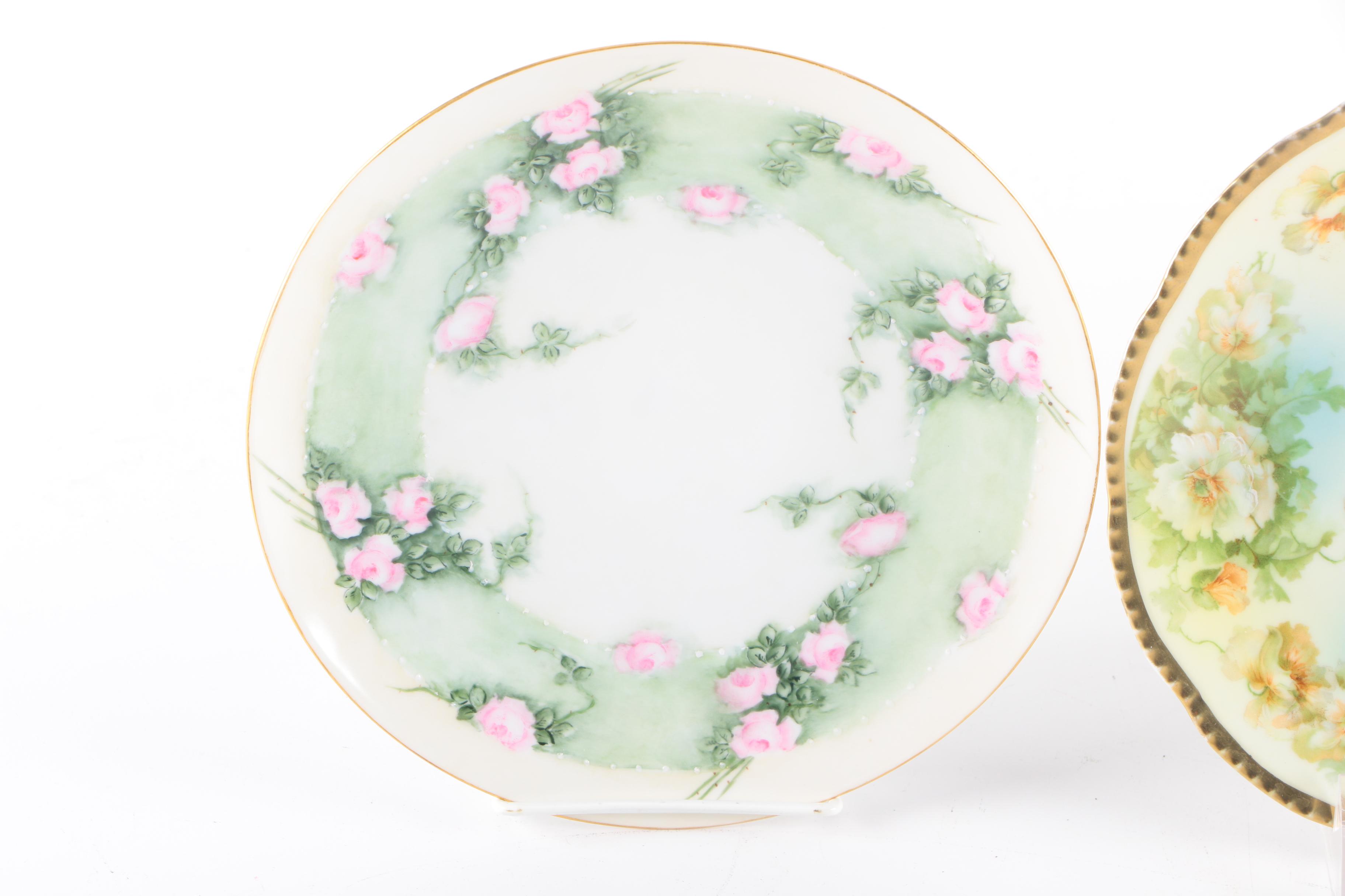 Vintage Hand-Painted Haviland and Noritake Porcelain Plates
