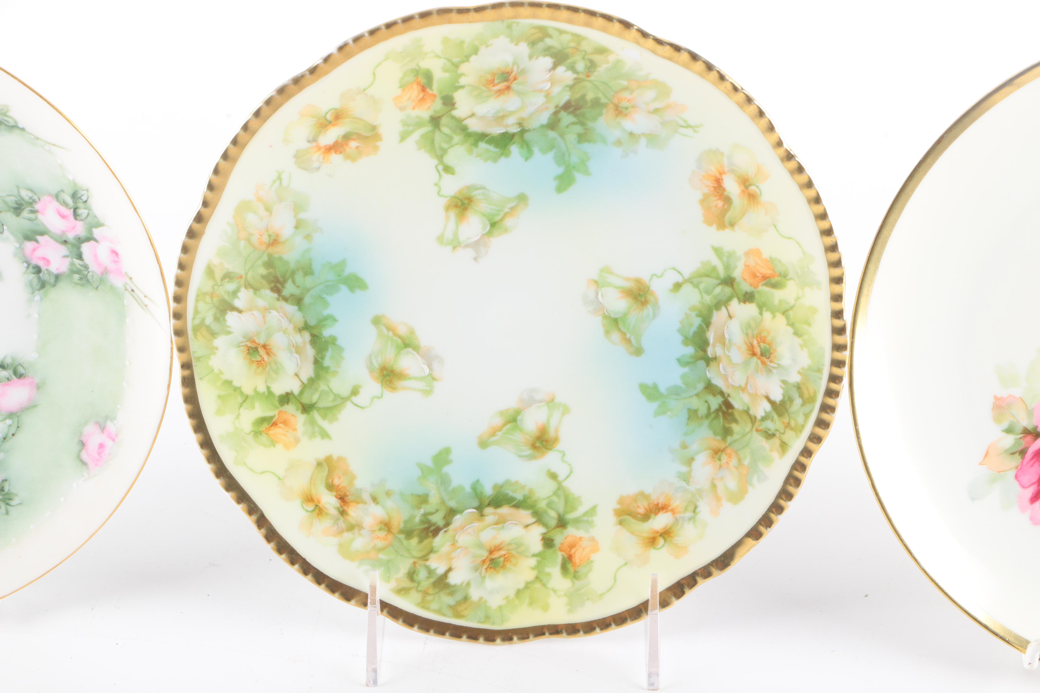 Vintage Hand-Painted Haviland and Noritake Porcelain Plates