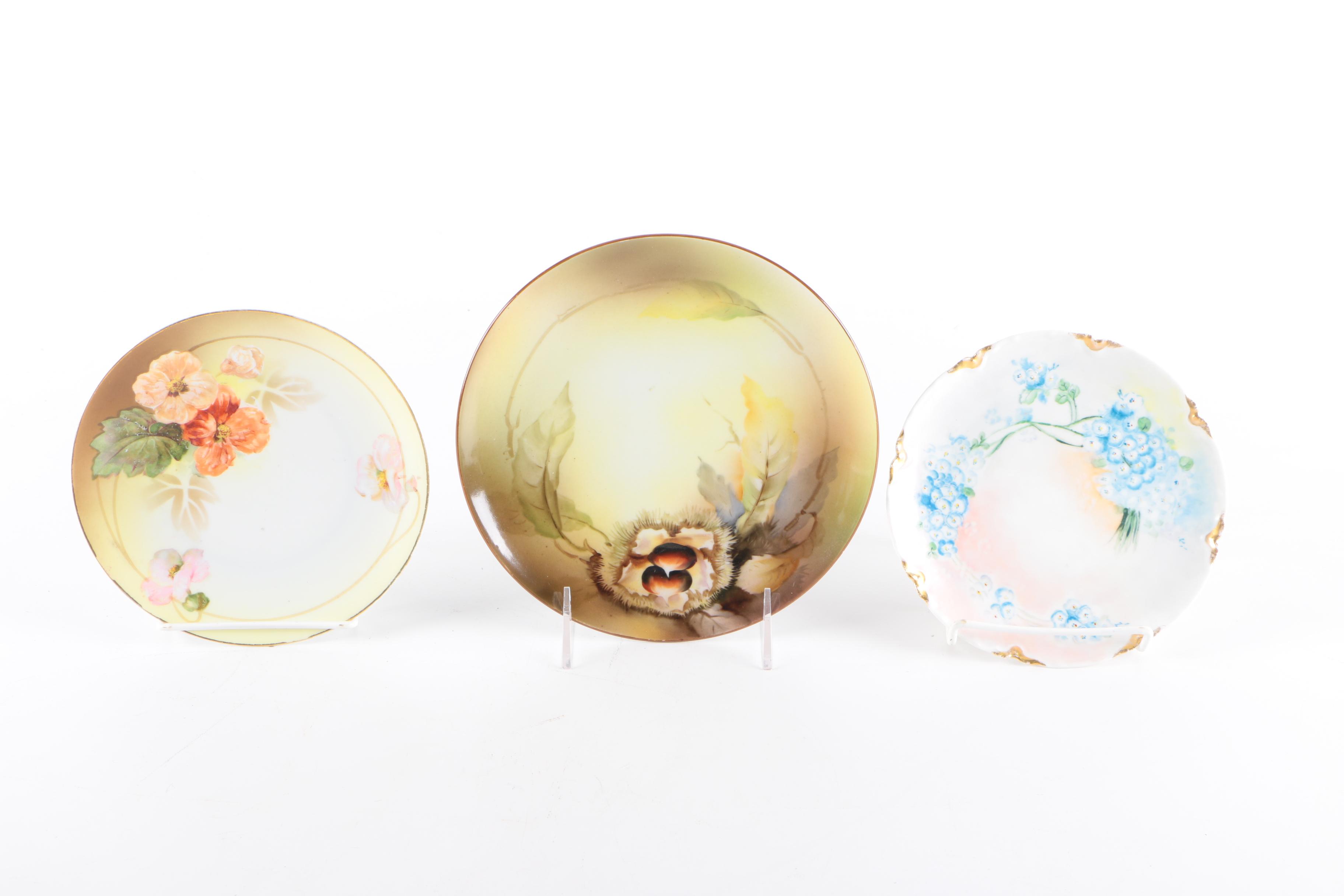 Vintage Hand-Painted Haviland and Noritake Porcelain Plates