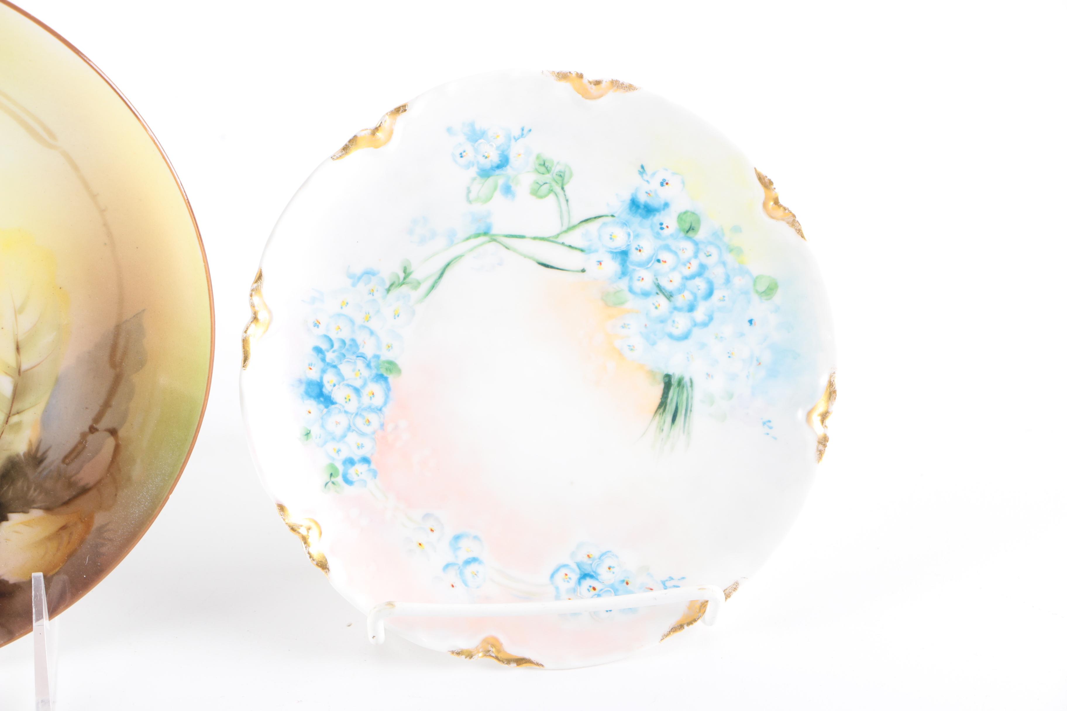 Vintage Hand-Painted Haviland and Noritake Porcelain Plates