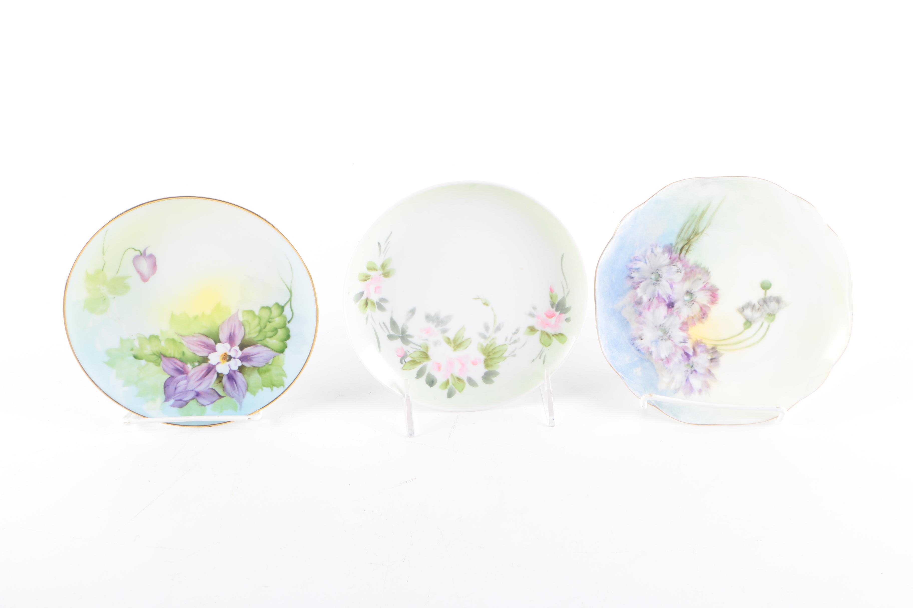 Vintage Hand-Painted Haviland and Noritake Porcelain Plates