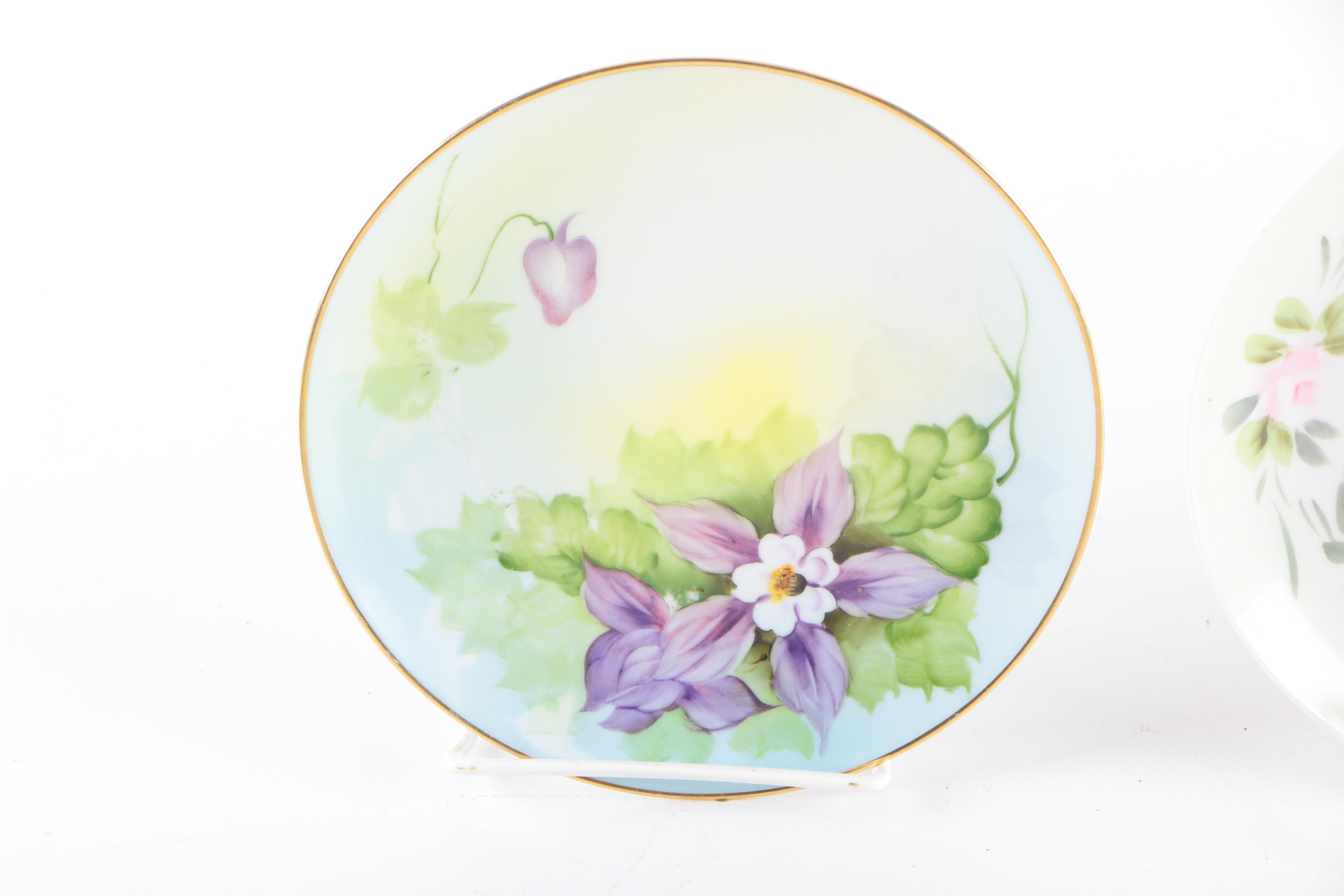 Vintage Hand-Painted Haviland and Noritake Porcelain Plates
