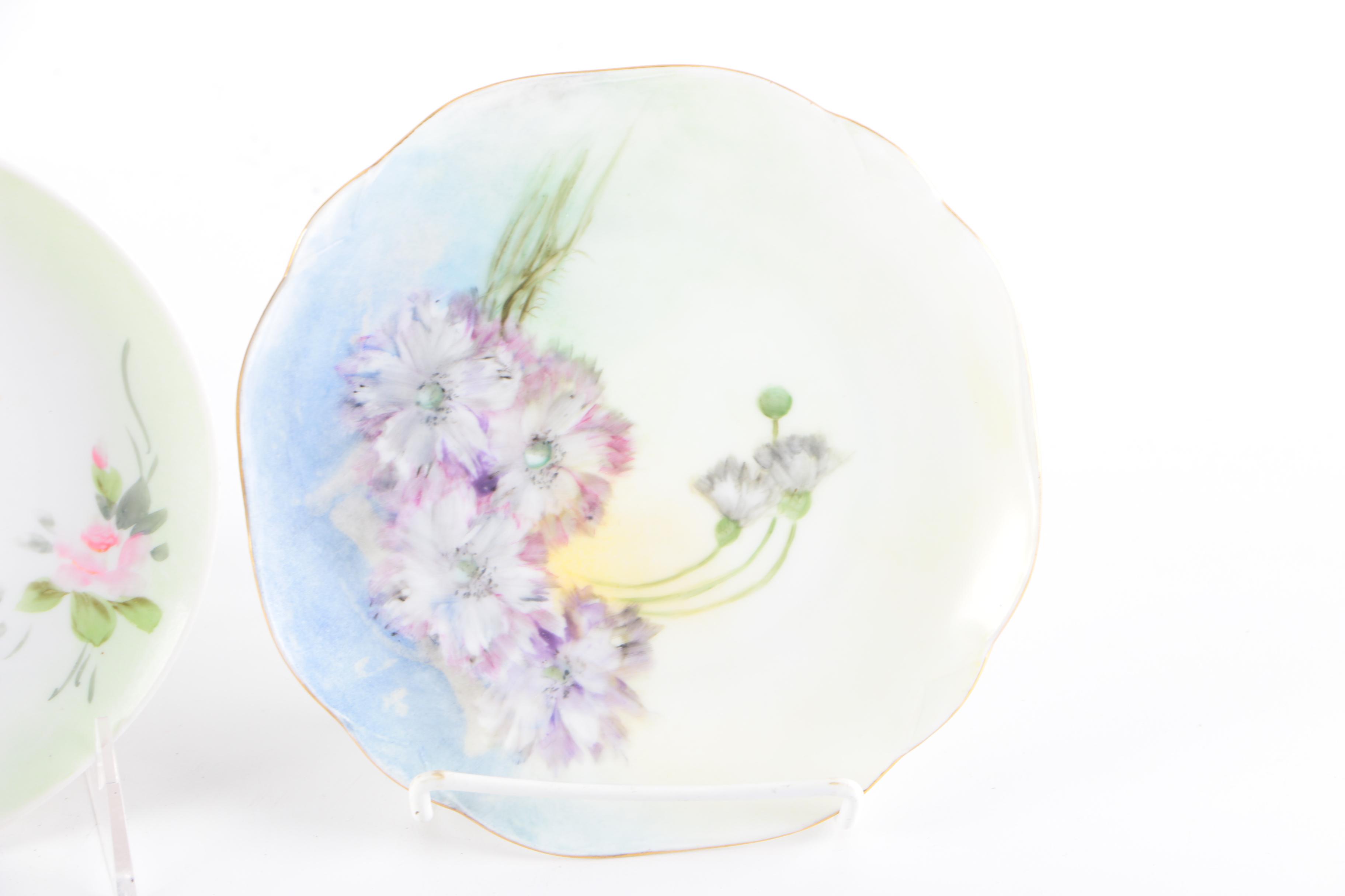 Vintage Hand-Painted Haviland and Noritake Porcelain Plates
