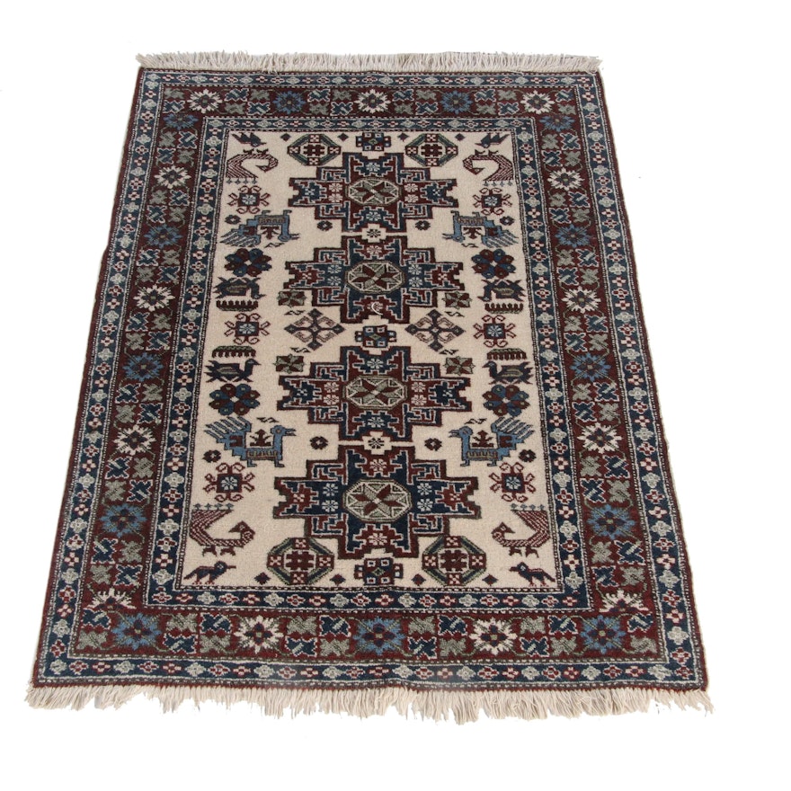 Hand-Knotted Caucasian Lesghi Wool Accent Rug