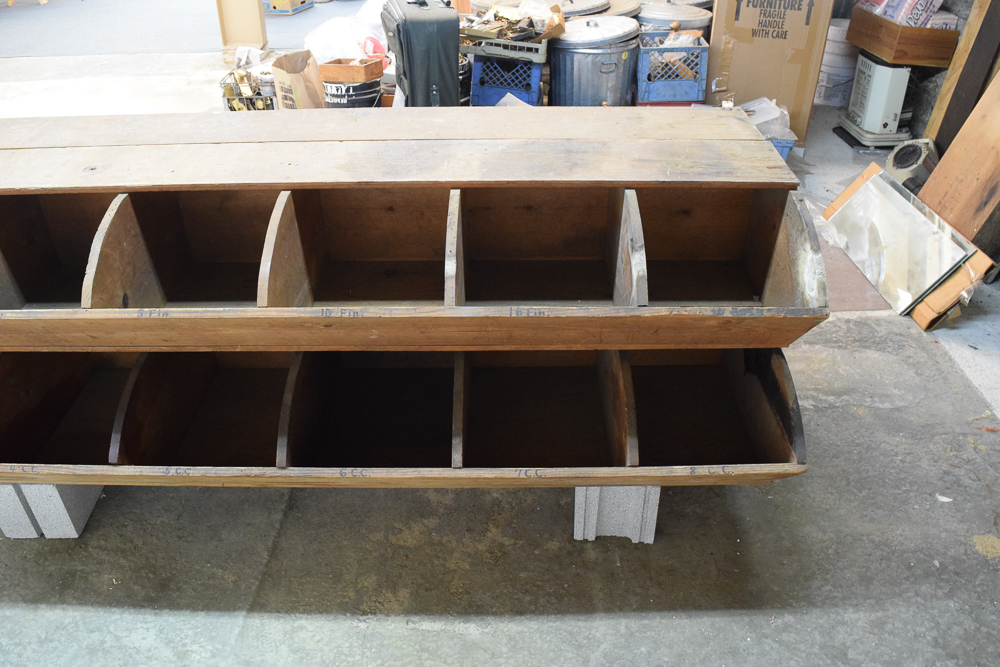 Vintage Wood Nail Bin