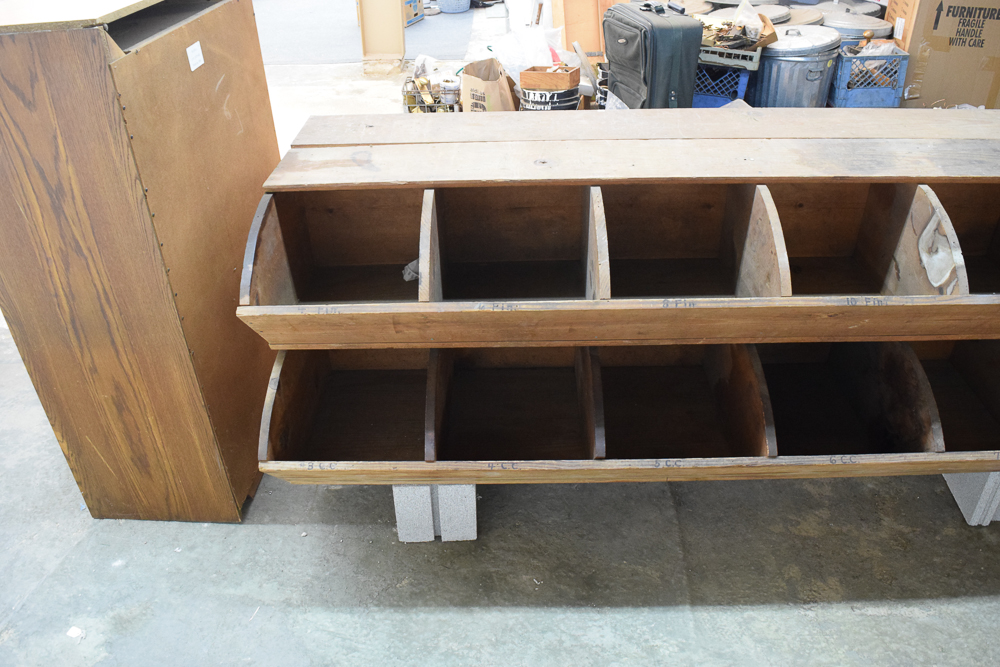 Vintage Wood Nail Bin