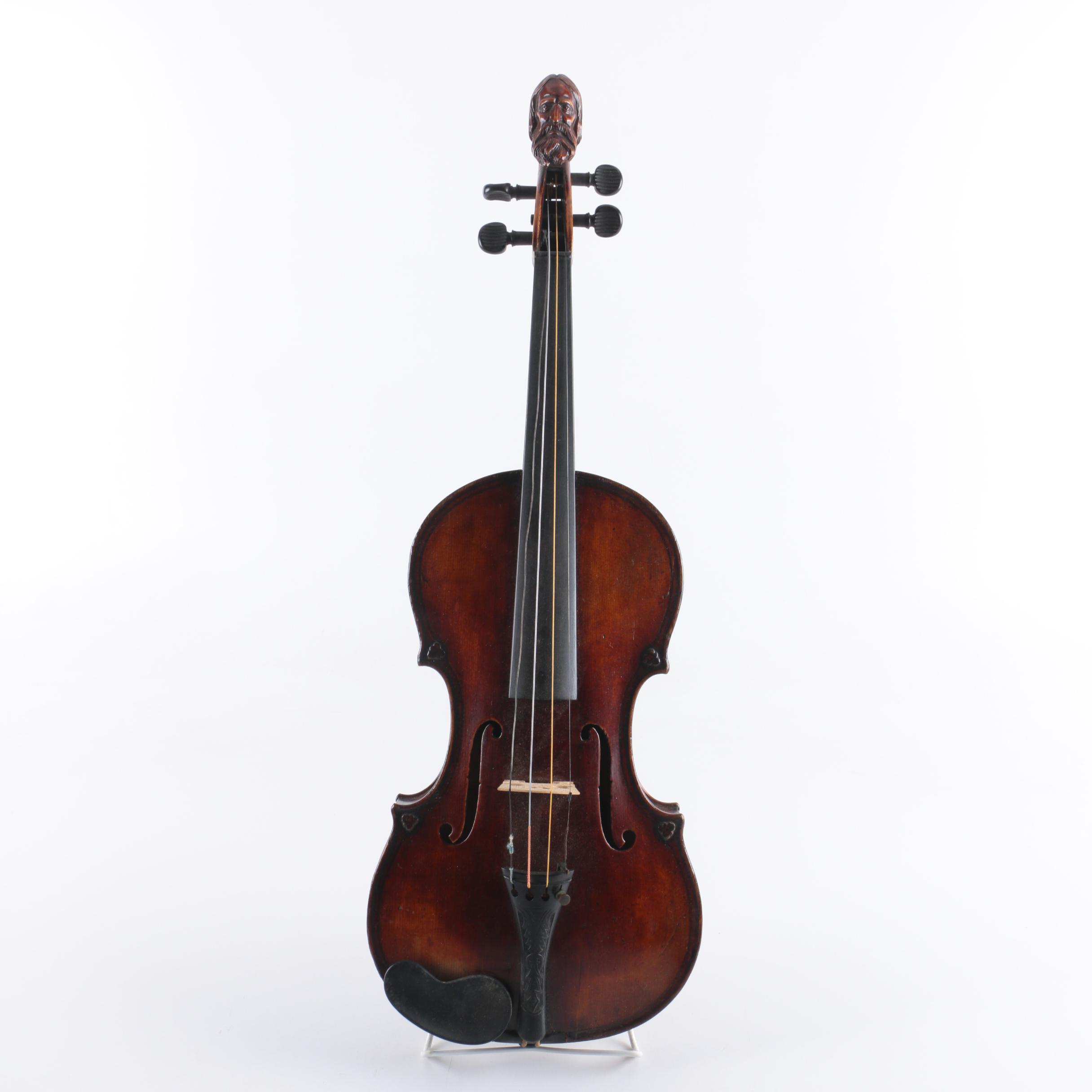 Antique "Head Fiddle" Violin after Derazey and Duiffopruggar