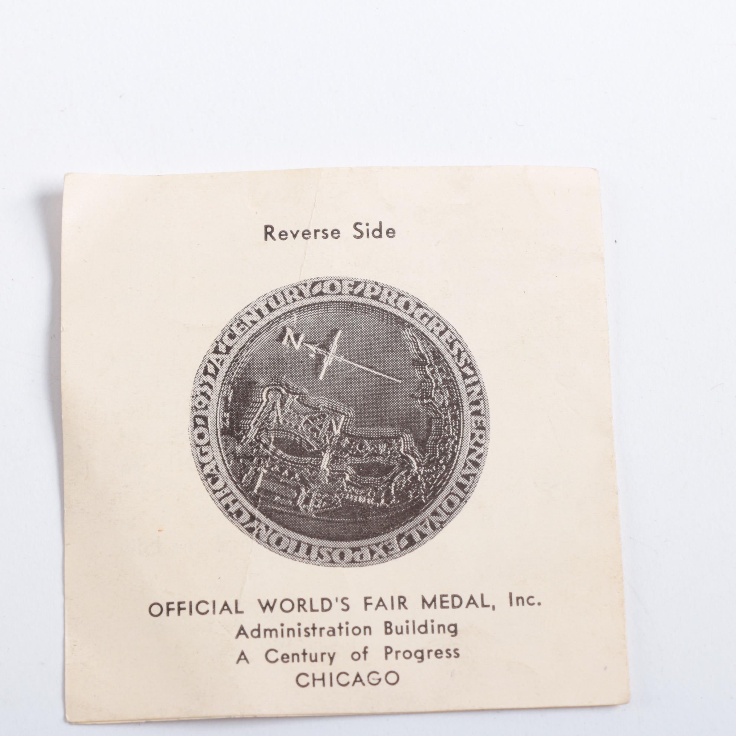 1933 Official Commemorative World's Fair Medal