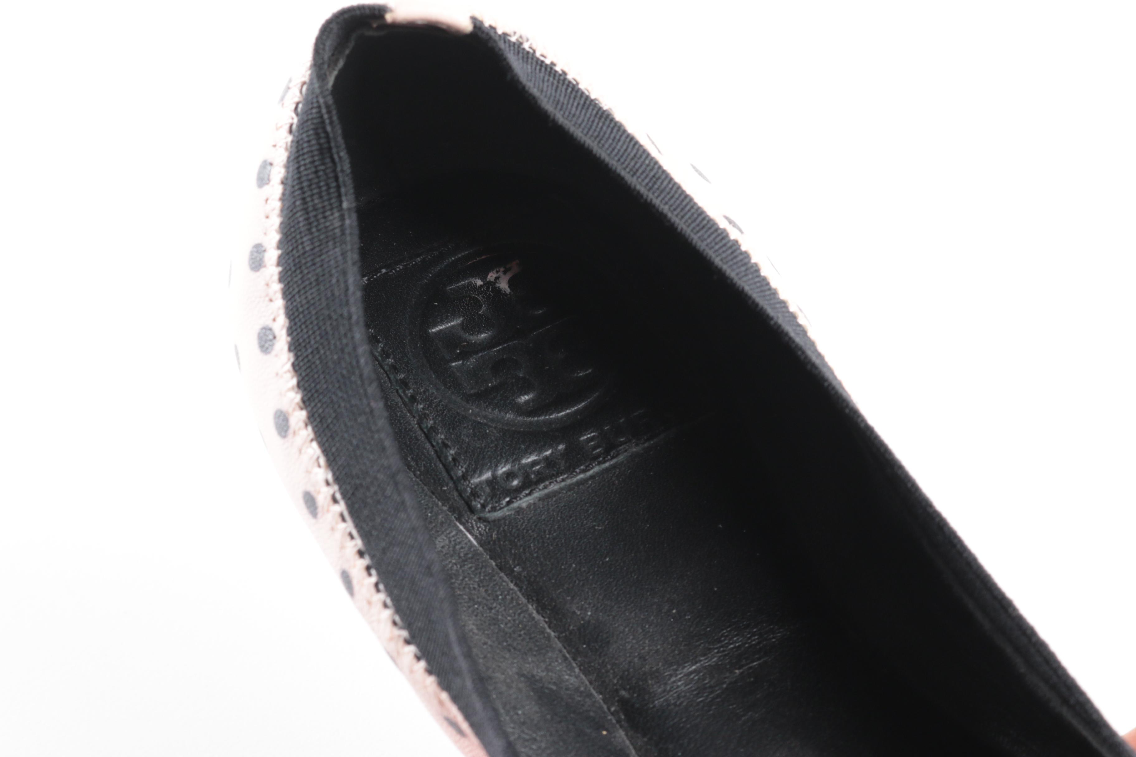Tory Burch Caroline Pink Polka Dot Leather Ballet Flats