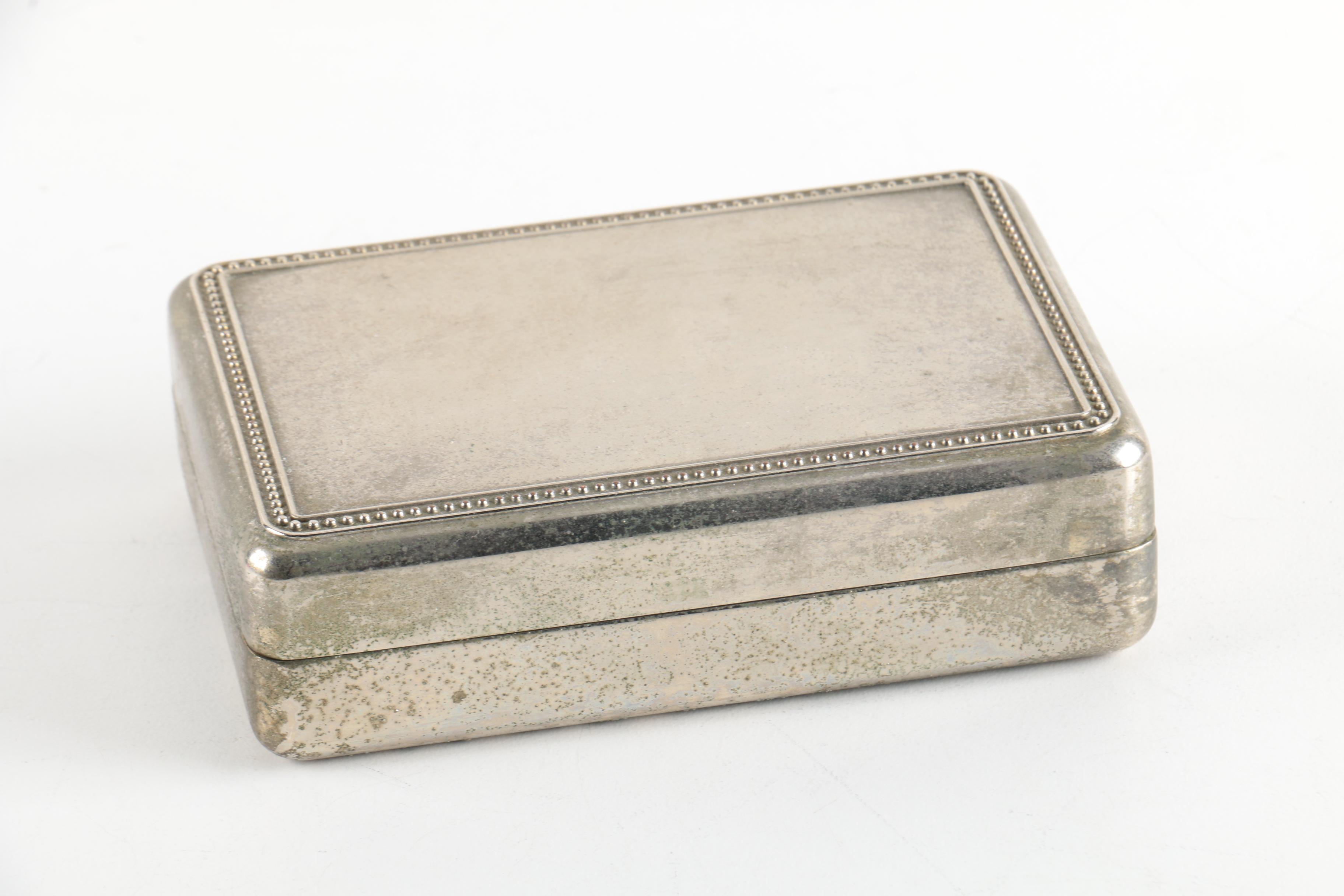 Silver Plate Sugar Basket with Glass Insert and Silver Plate Trinket Box