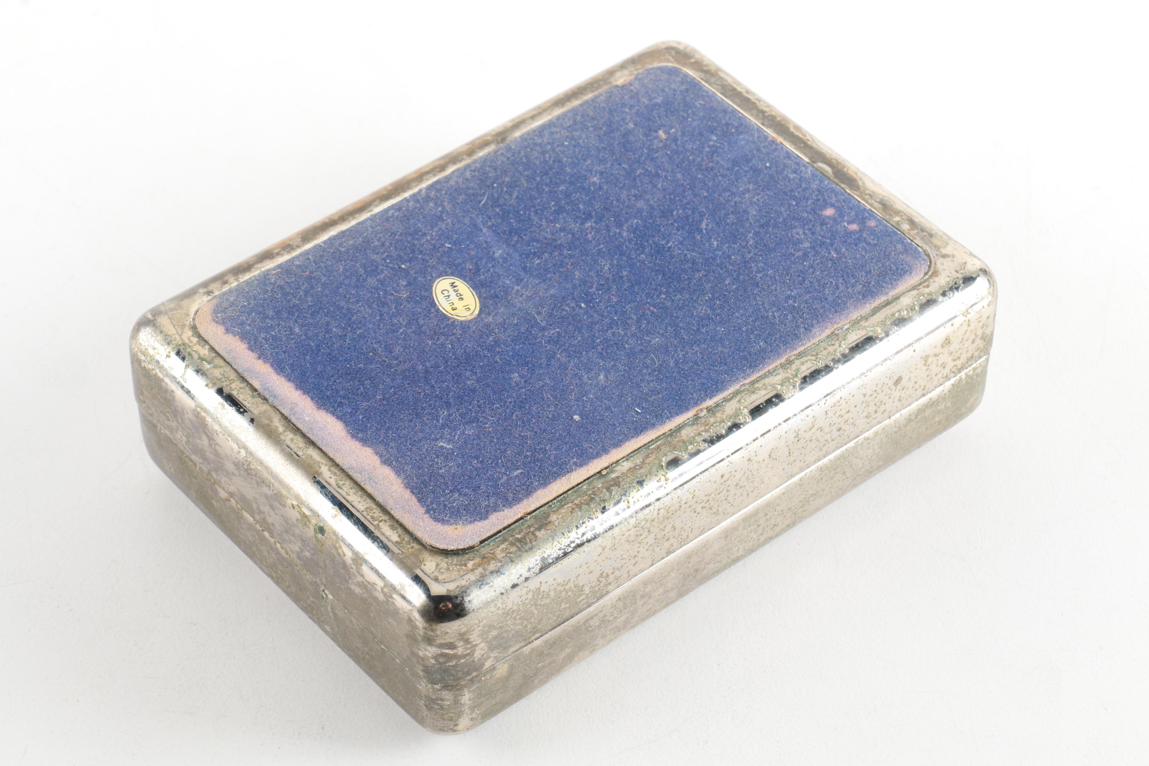 Silver Plate Sugar Basket with Glass Insert and Silver Plate Trinket Box