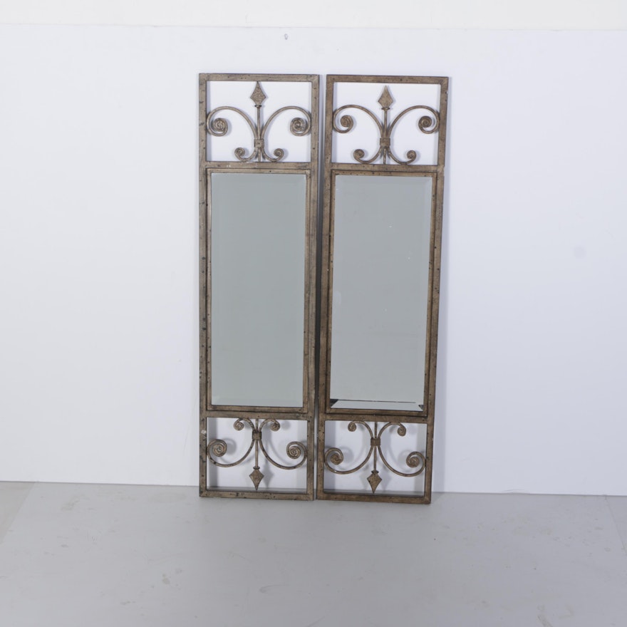 Metal Framed Fleur De Lis Motif Wall Mirrors