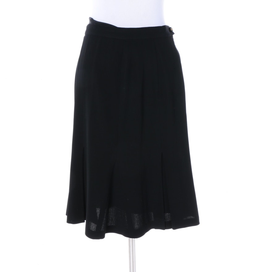Chanel Black Crepe Pleated Skirt