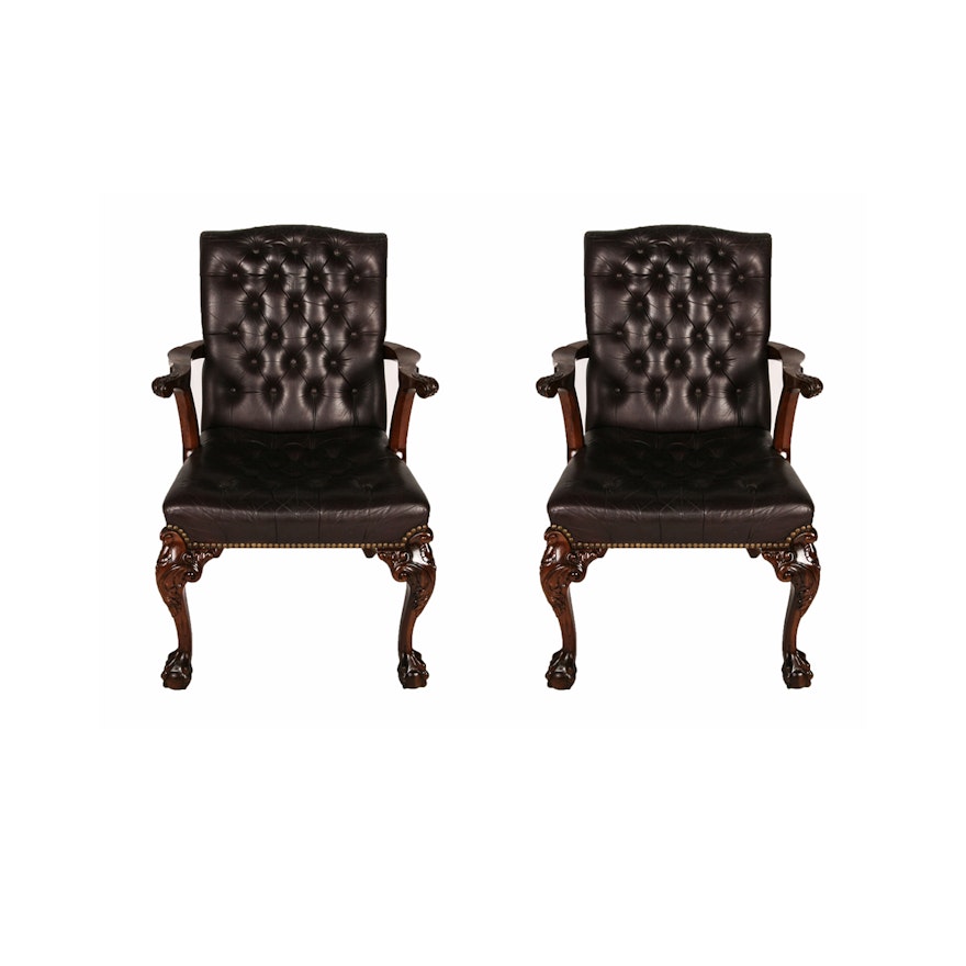 Chippendale Style Leather Chairs