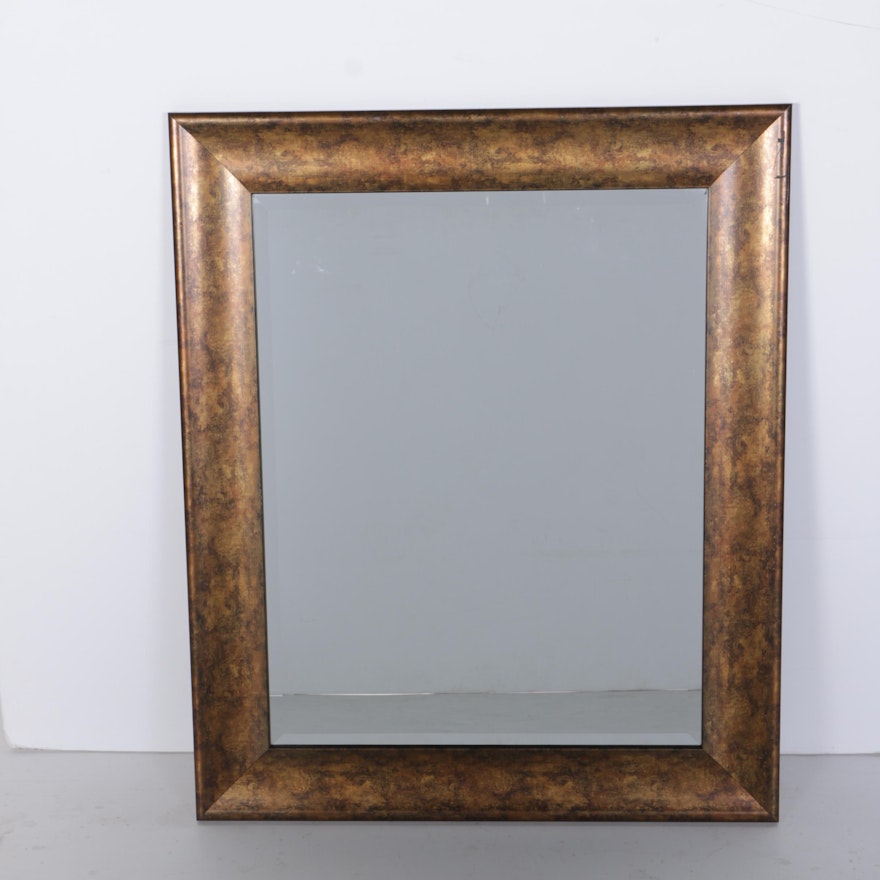Copper Tone Wood Framed Wall Mirror