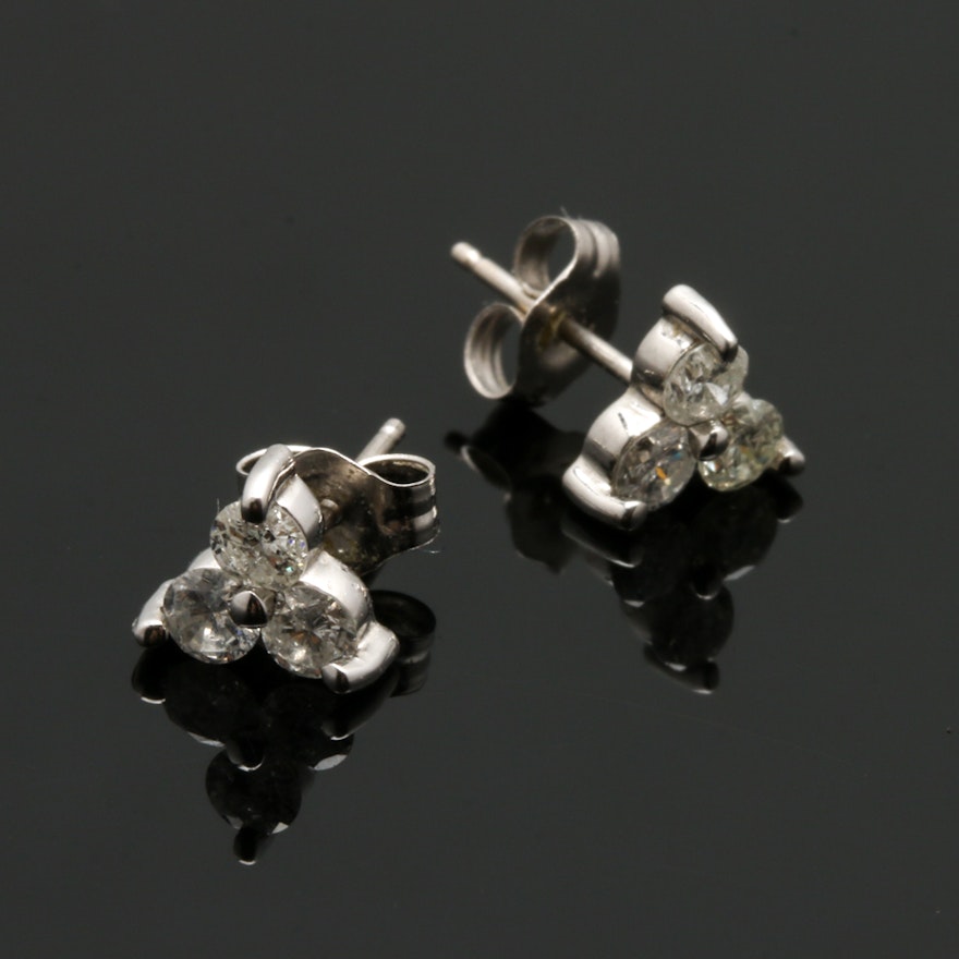 14K White Gold Diamond Earrings