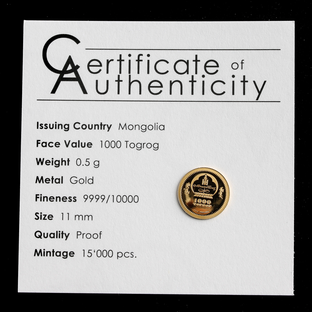 2015 Mongolia 1000 Togrog Abraham Lincoln Gold Coin
