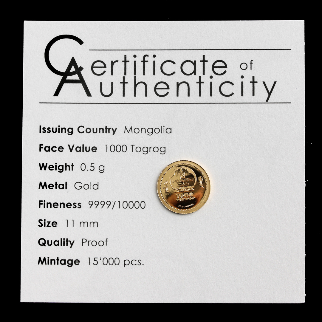 2015 Mongolia 1000 Togrog Abraham Lincoln Gold Coin
