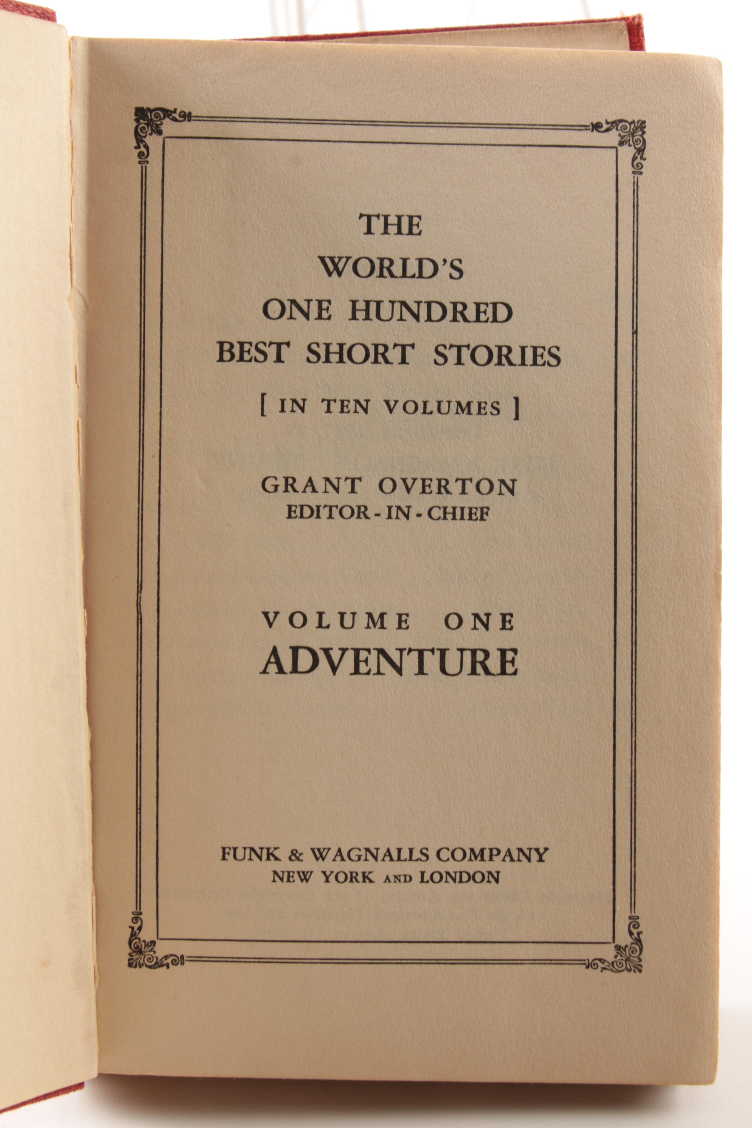 1927 "The World's One Hundred Best Short Stories" in Four Volumes