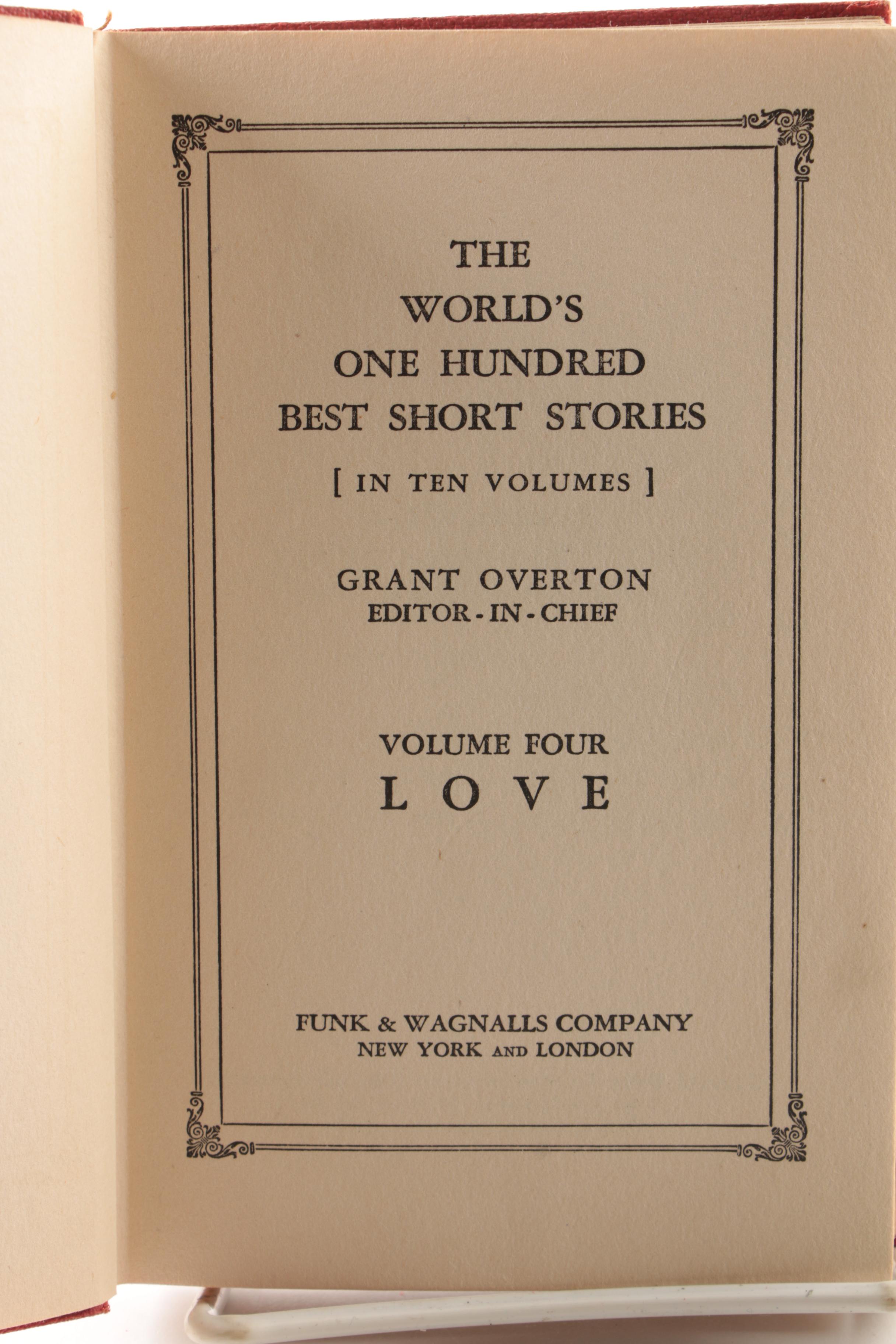 1927 "The World's One Hundred Best Short Stories" in Four Volumes