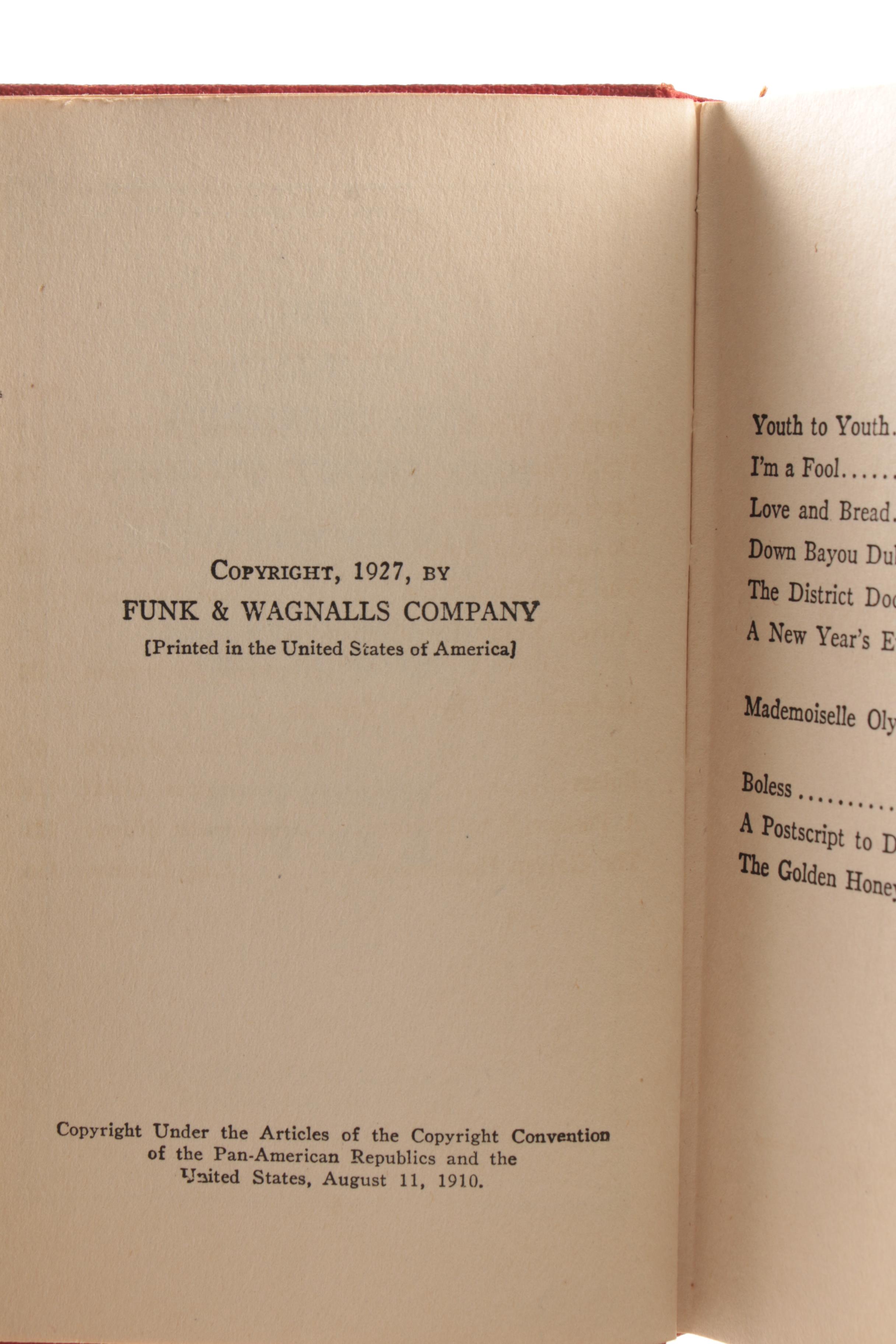 1927 "The World's One Hundred Best Short Stories" in Four Volumes