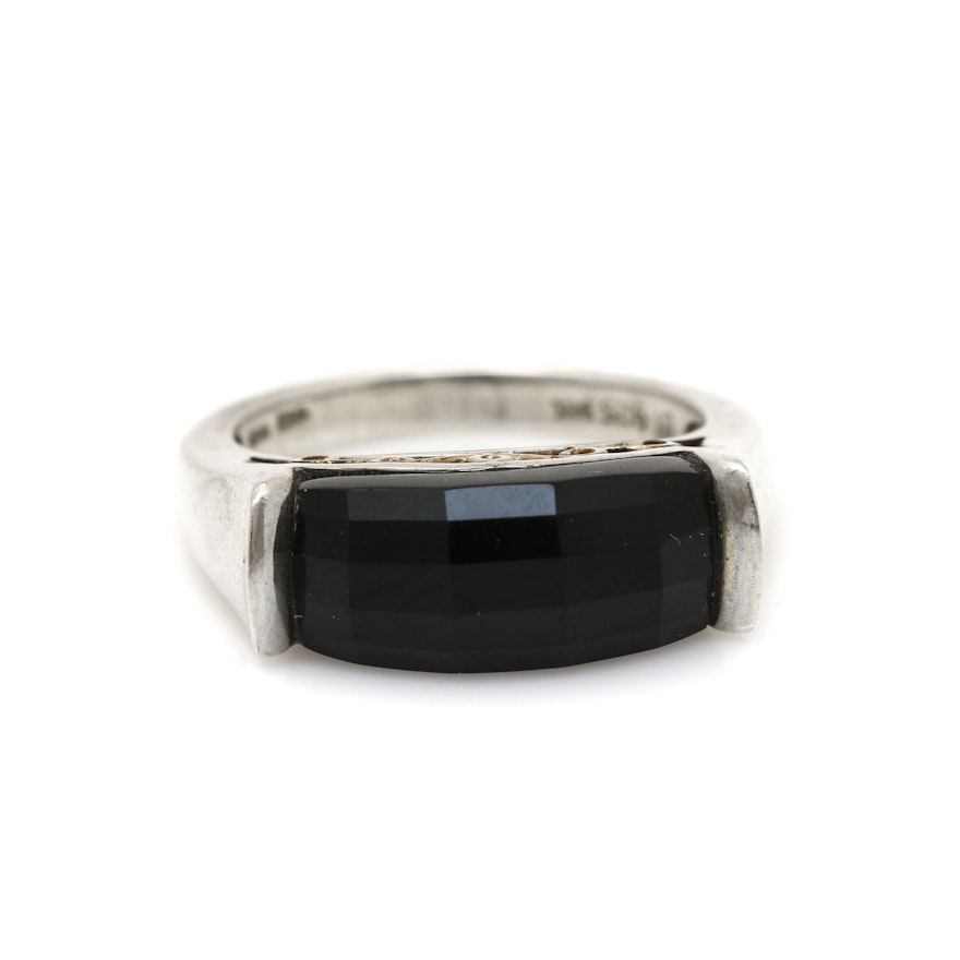 Sterling Silver and 14K Yellow Gold Black Onyx Ring