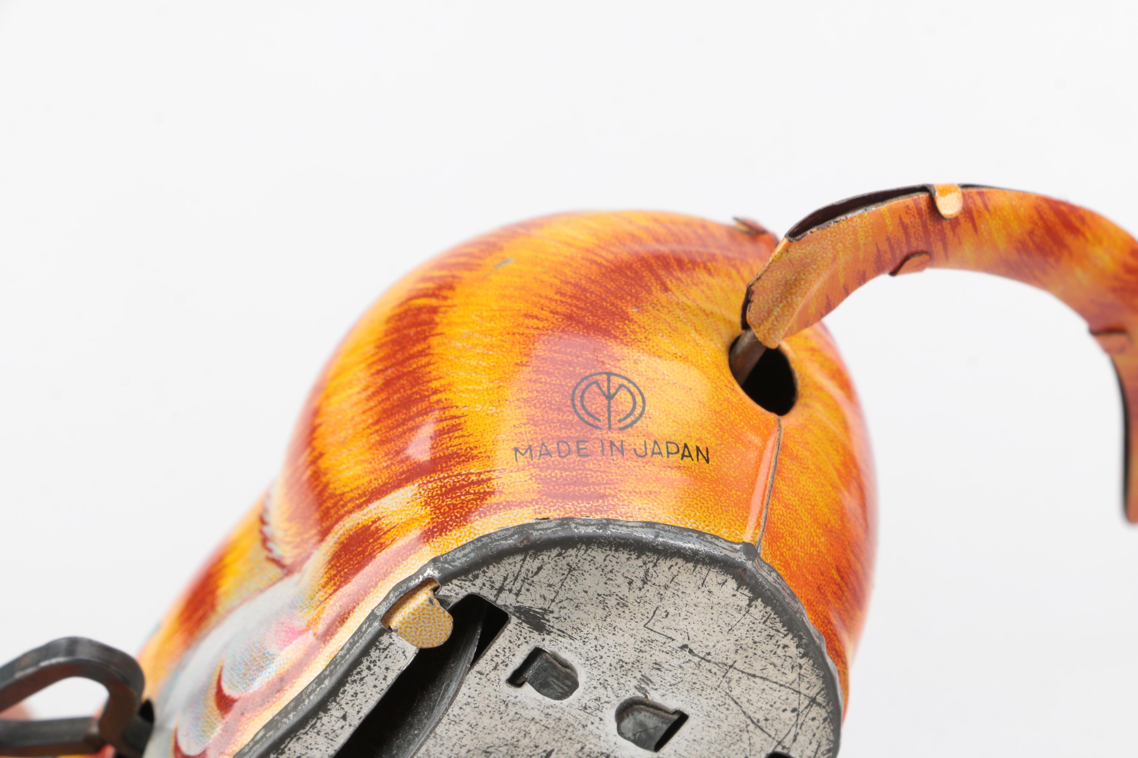 Vintage Colmor Spinning Top and Japanese Wind-Up "Turn Over Cat"