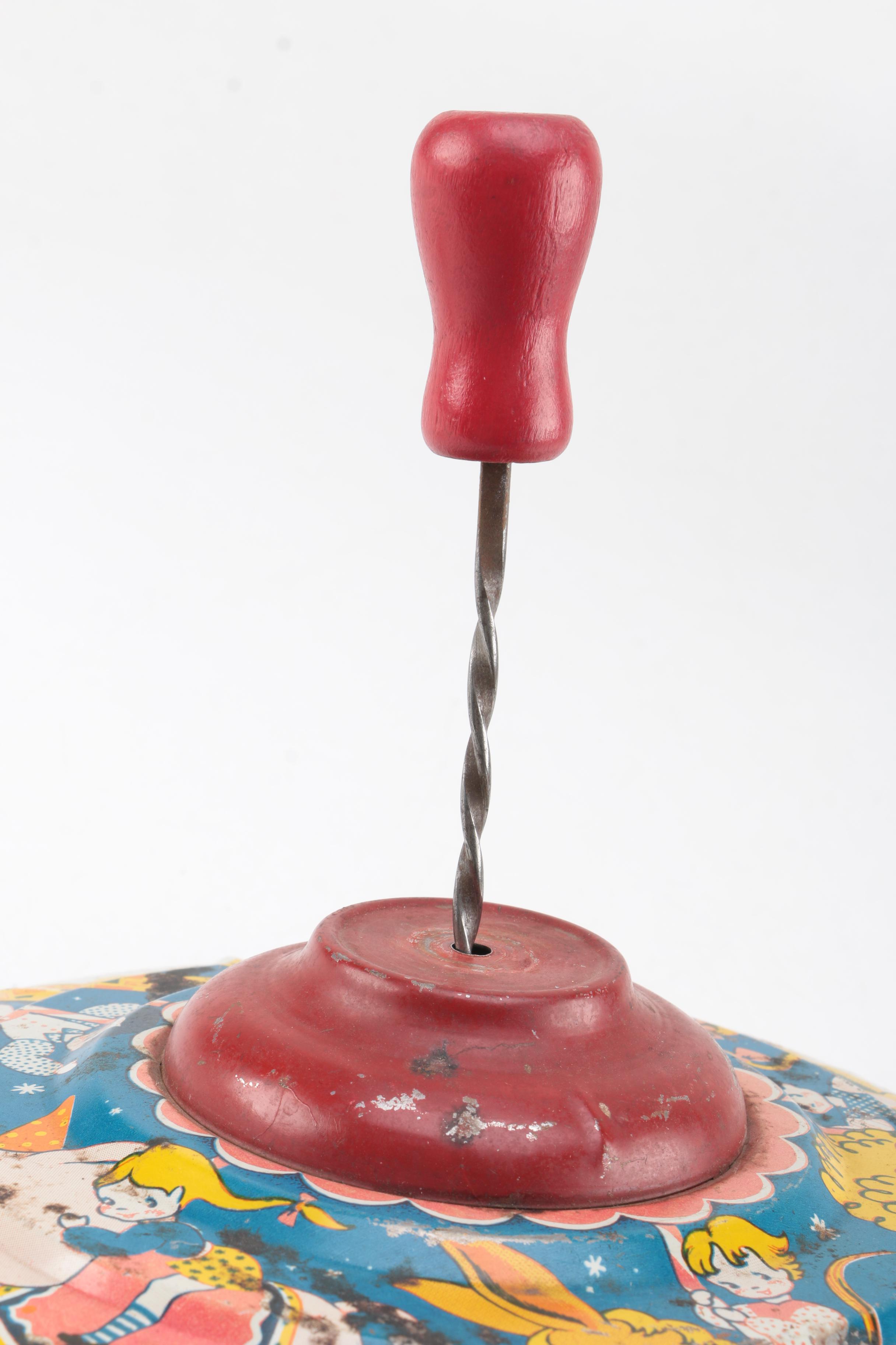 Vintage Colmor Spinning Top and Japanese Wind-Up "Turn Over Cat"