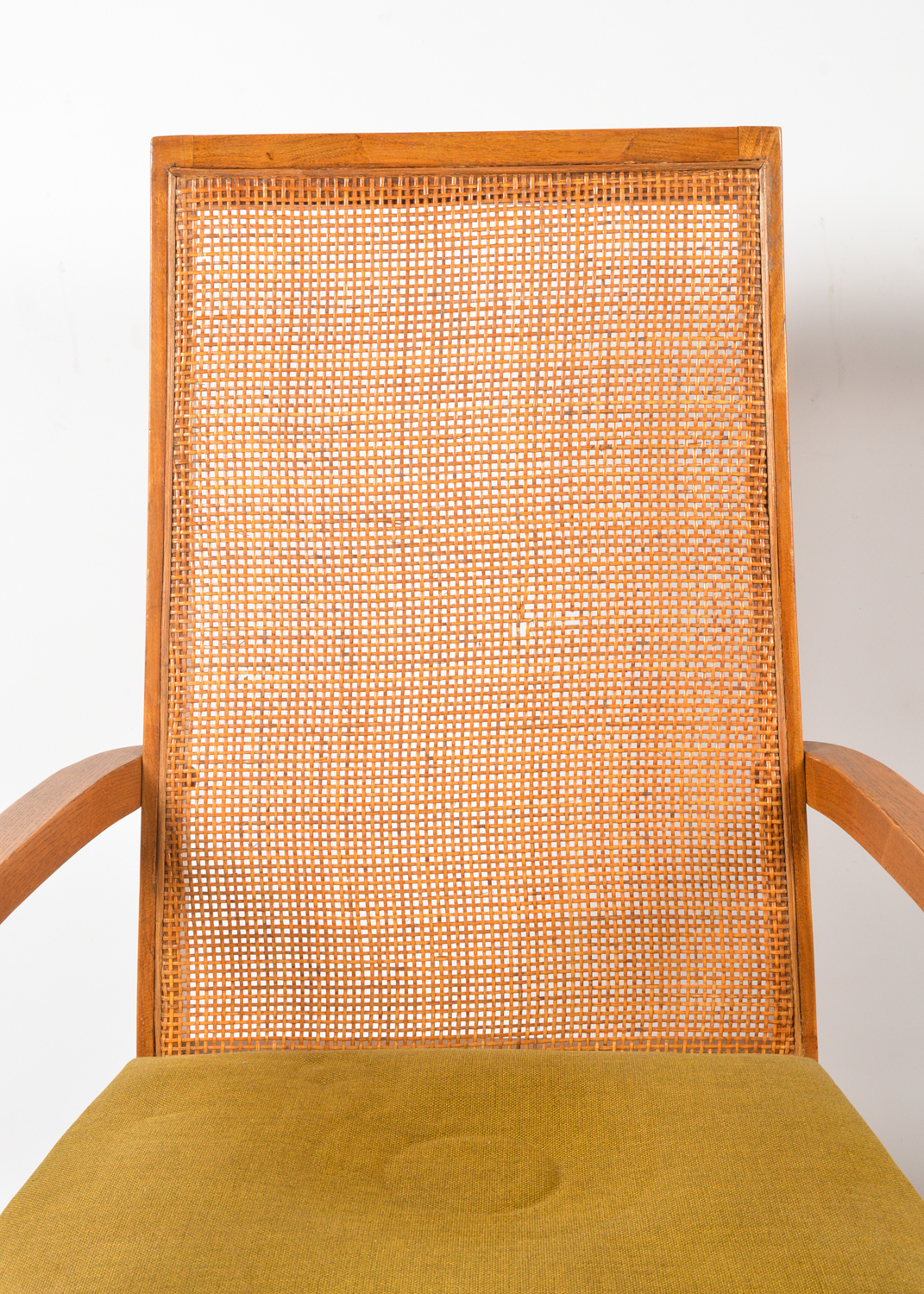 Four Mid Century Modern Cane-Back Walnut Dining Chairs by Lane