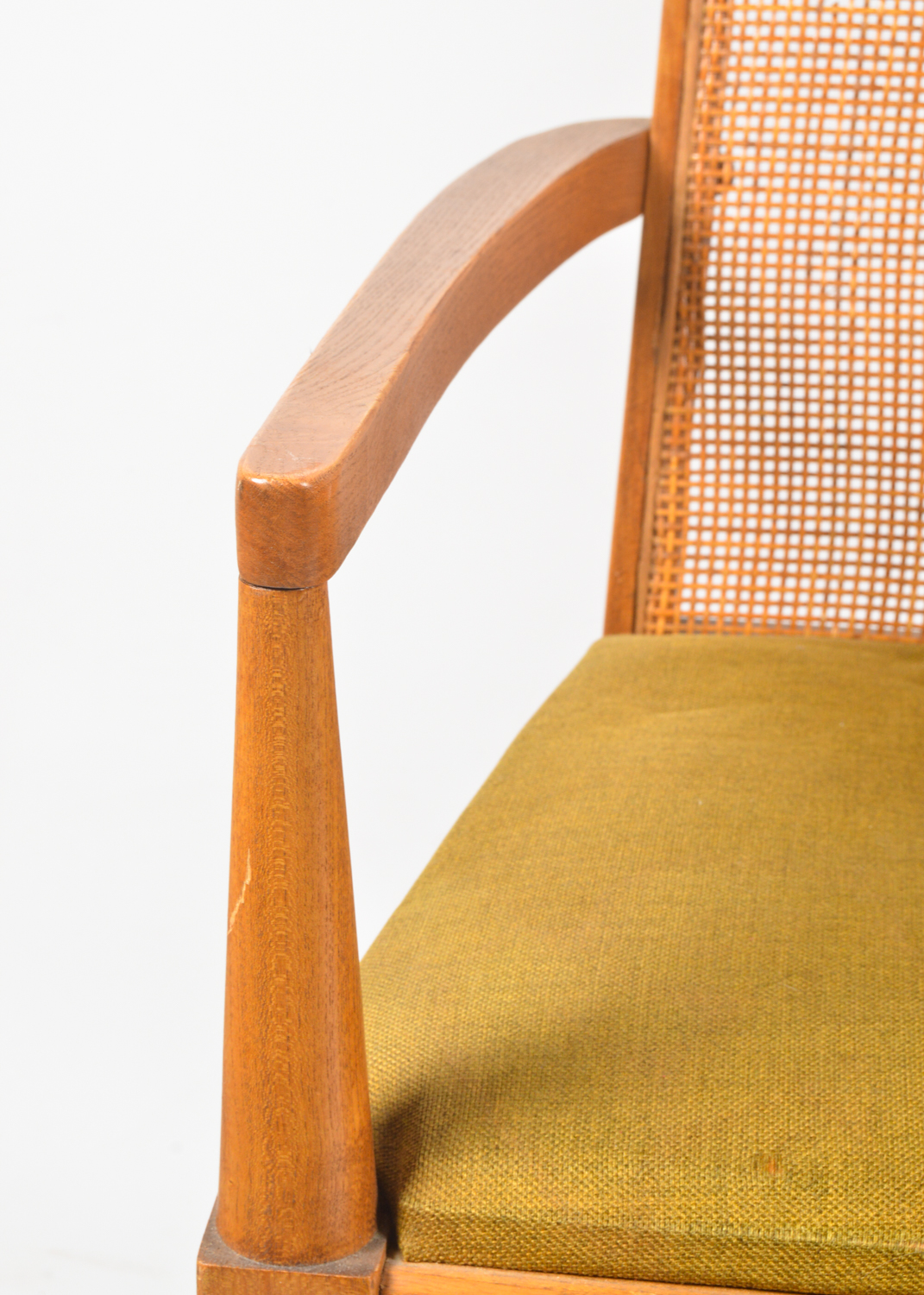 Four Mid Century Modern Cane-Back Walnut Dining Chairs by Lane