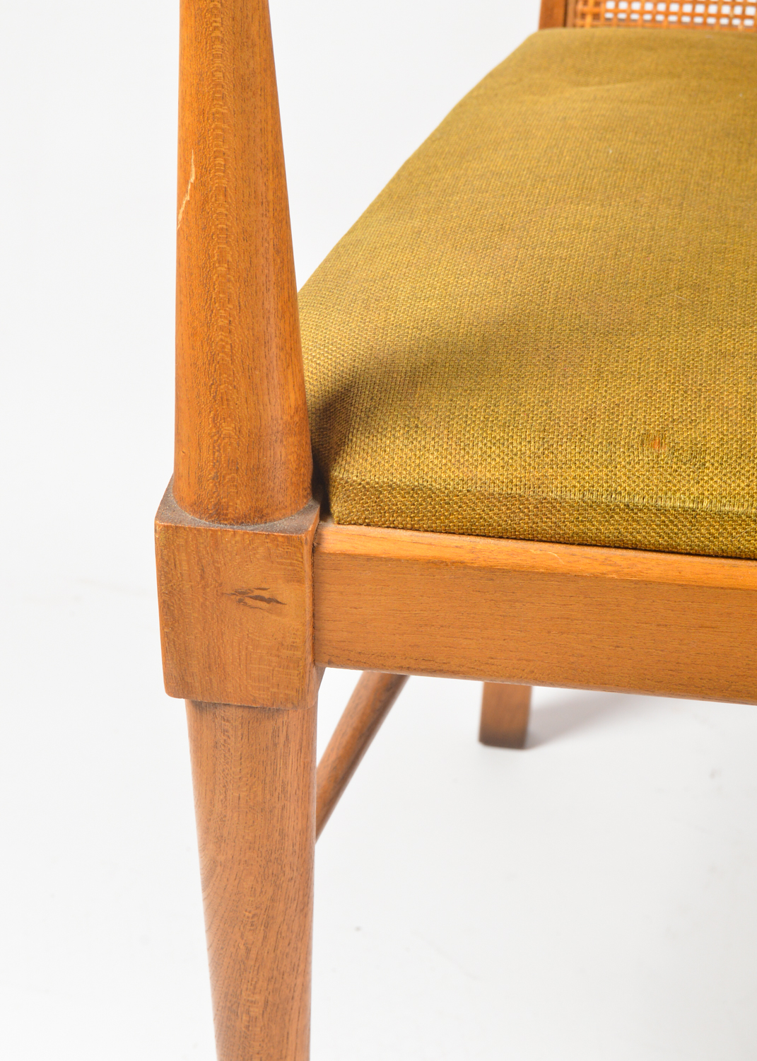 Four Mid Century Modern Cane-Back Walnut Dining Chairs by Lane