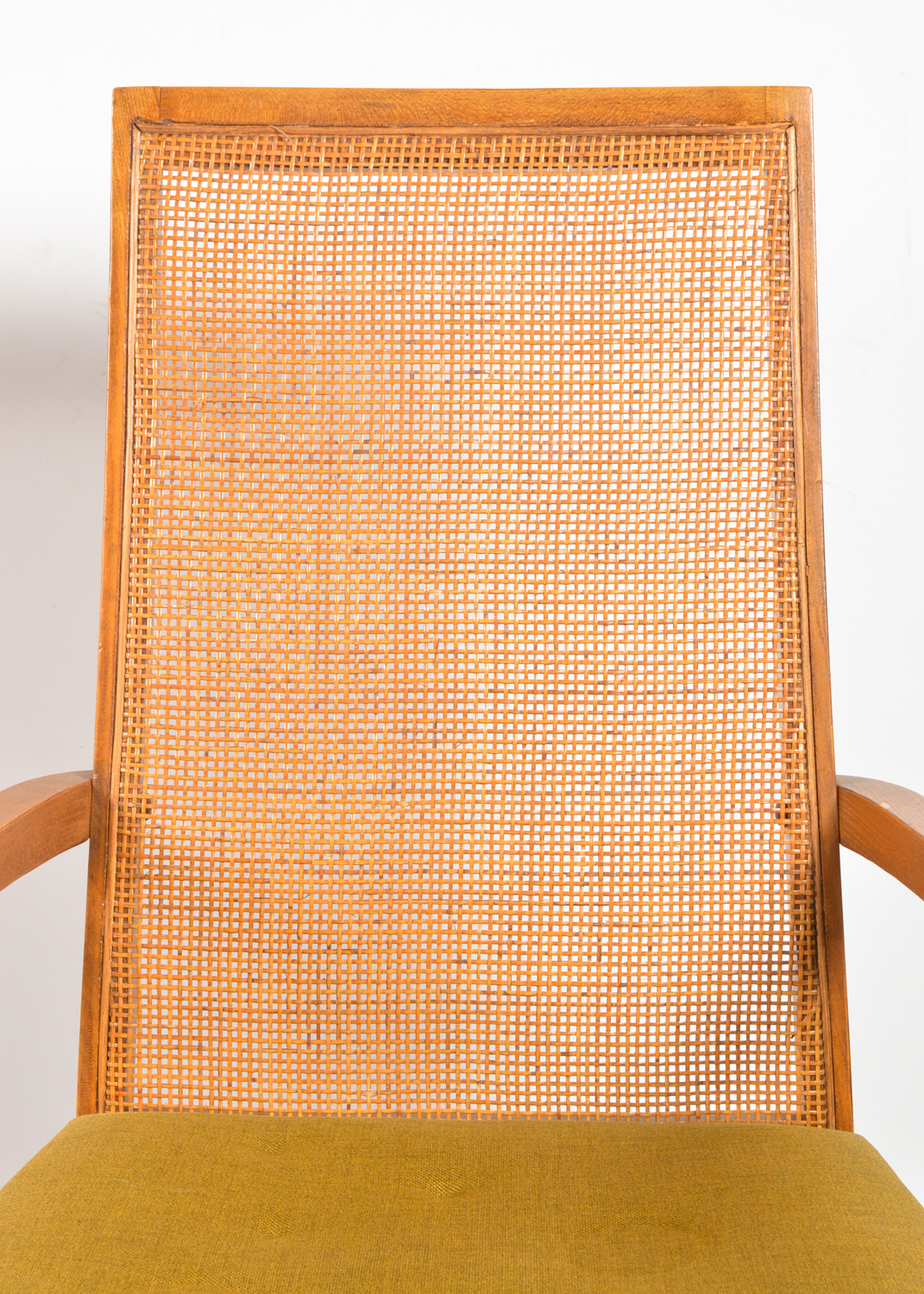 Four Mid Century Modern Cane-Back Walnut Dining Chairs by Lane