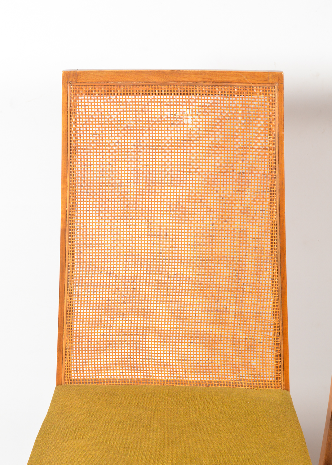 Four Mid Century Modern Cane-Back Walnut Dining Chairs by Lane