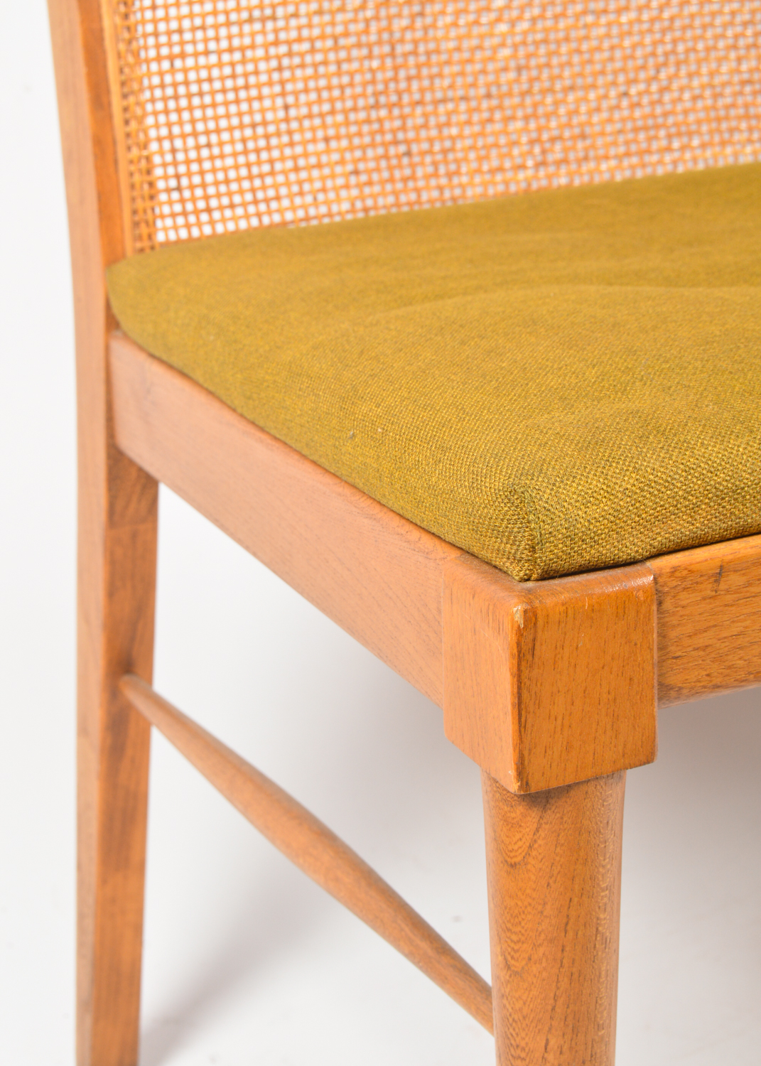 Four Mid Century Modern Cane-Back Walnut Dining Chairs by Lane