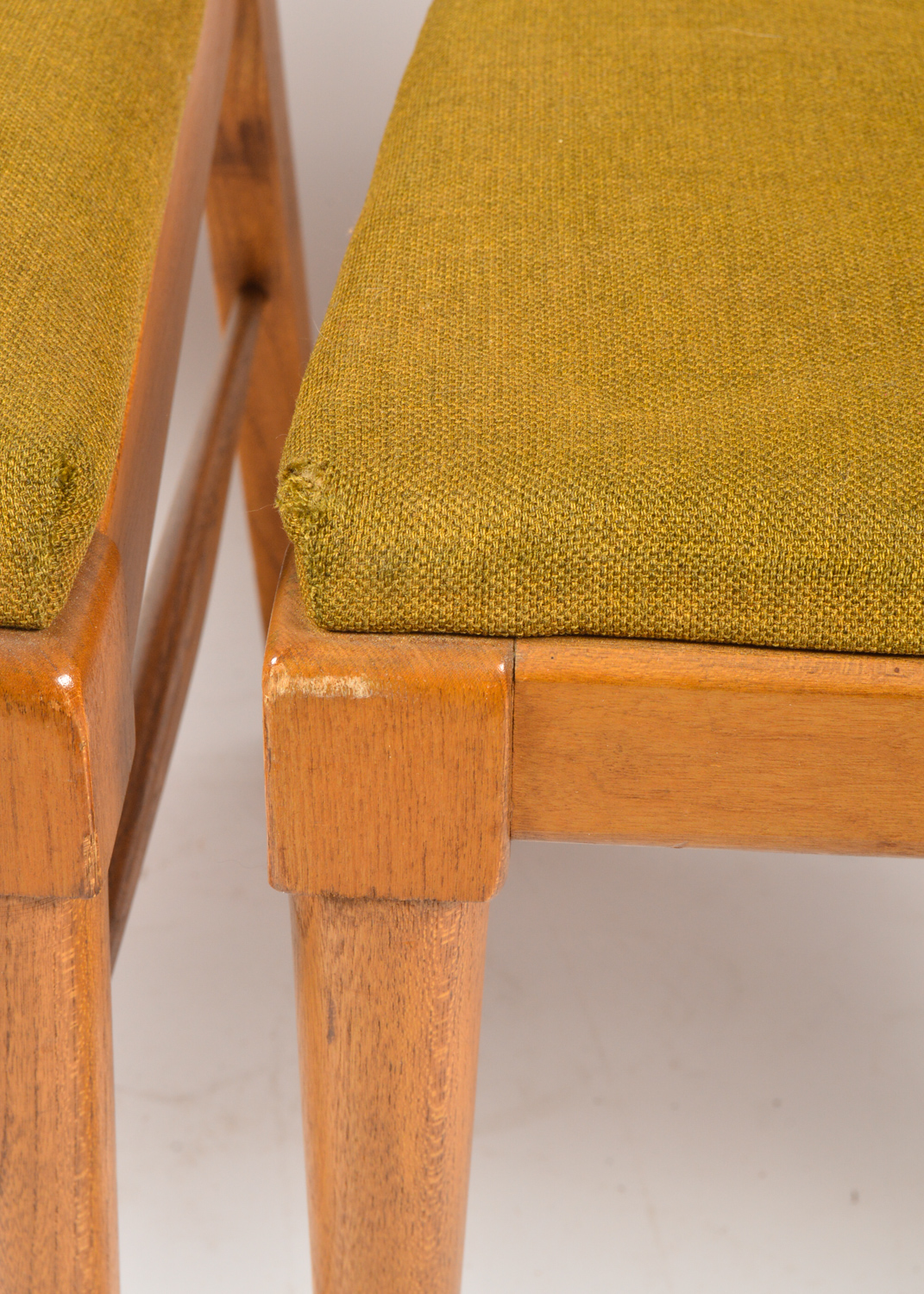 Four Mid Century Modern Cane-Back Walnut Dining Chairs by Lane