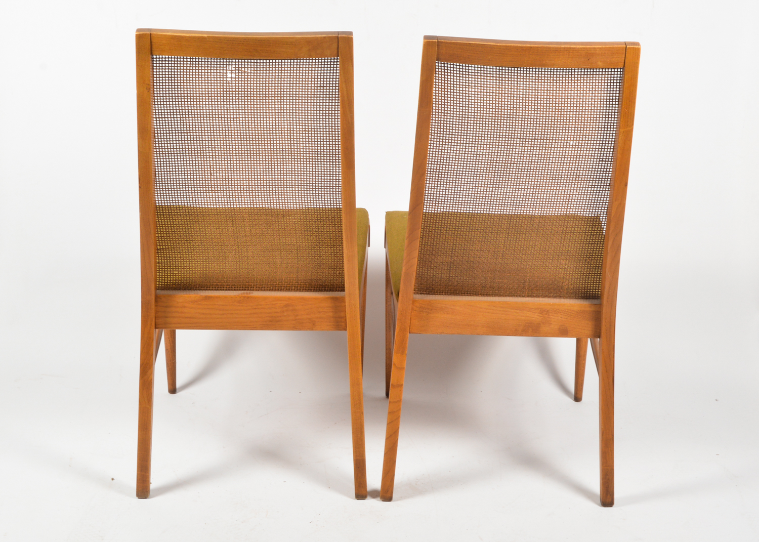 Four Mid Century Modern Cane-Back Walnut Dining Chairs by Lane