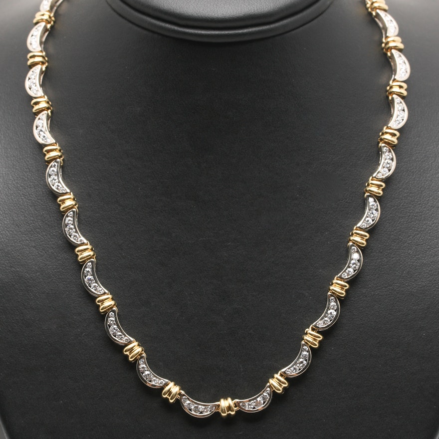 18K Two Tone Gold 3.90 CTW Diamond Necklace
