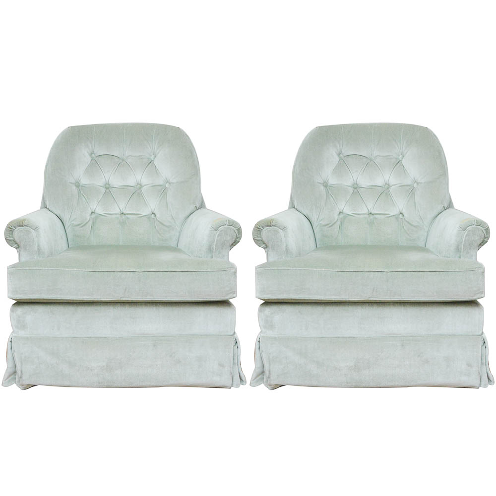 Pair of Upholstered Swivel Club Chairs by Pembrook Chair Corporation