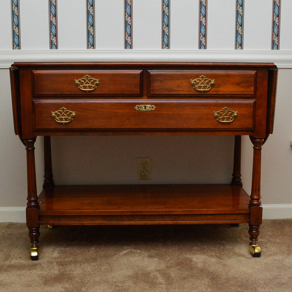 Traditional-Style Drop-Leaf Cherry Wood Server by Statton