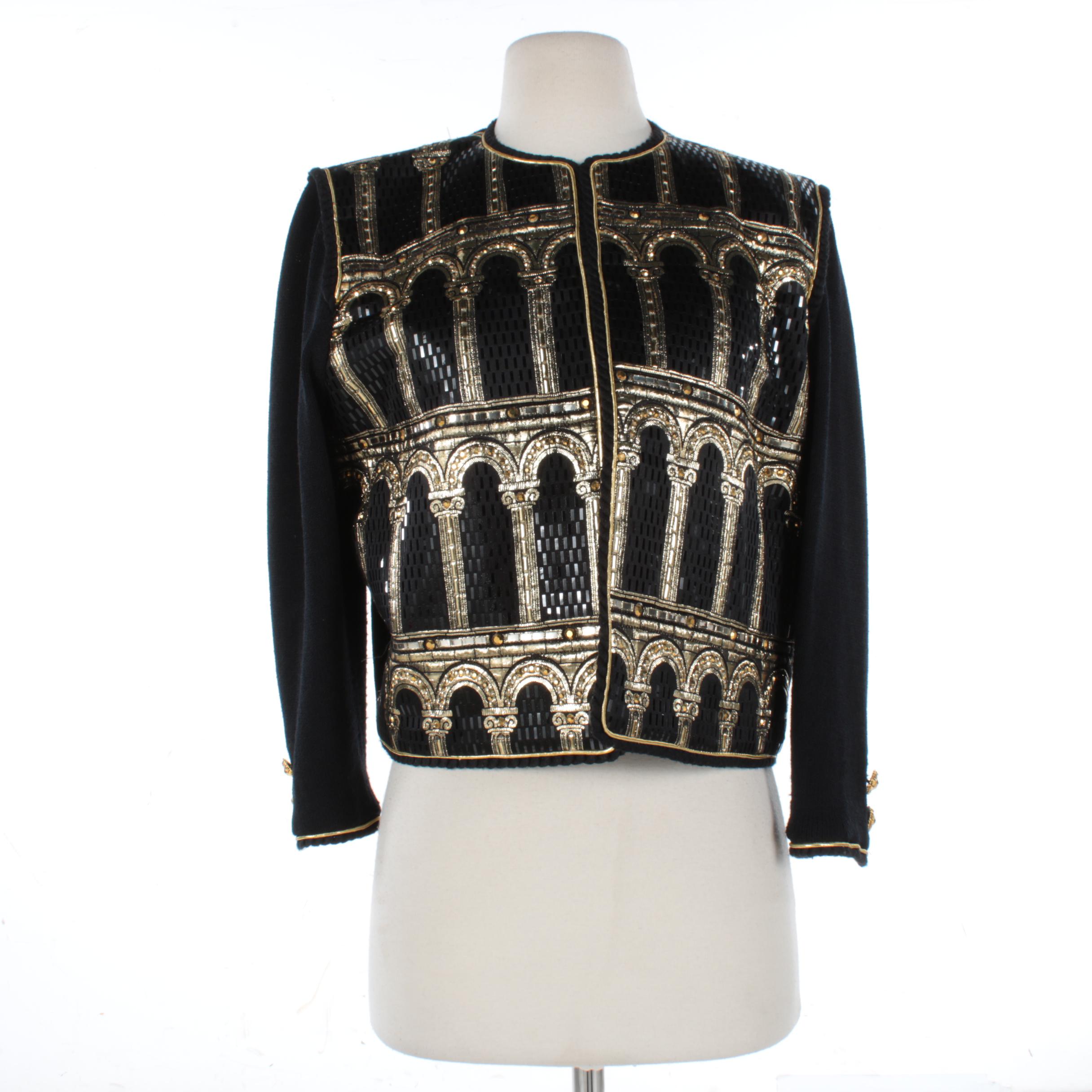 St. John Evening Architectural Motif Embellished Jacket