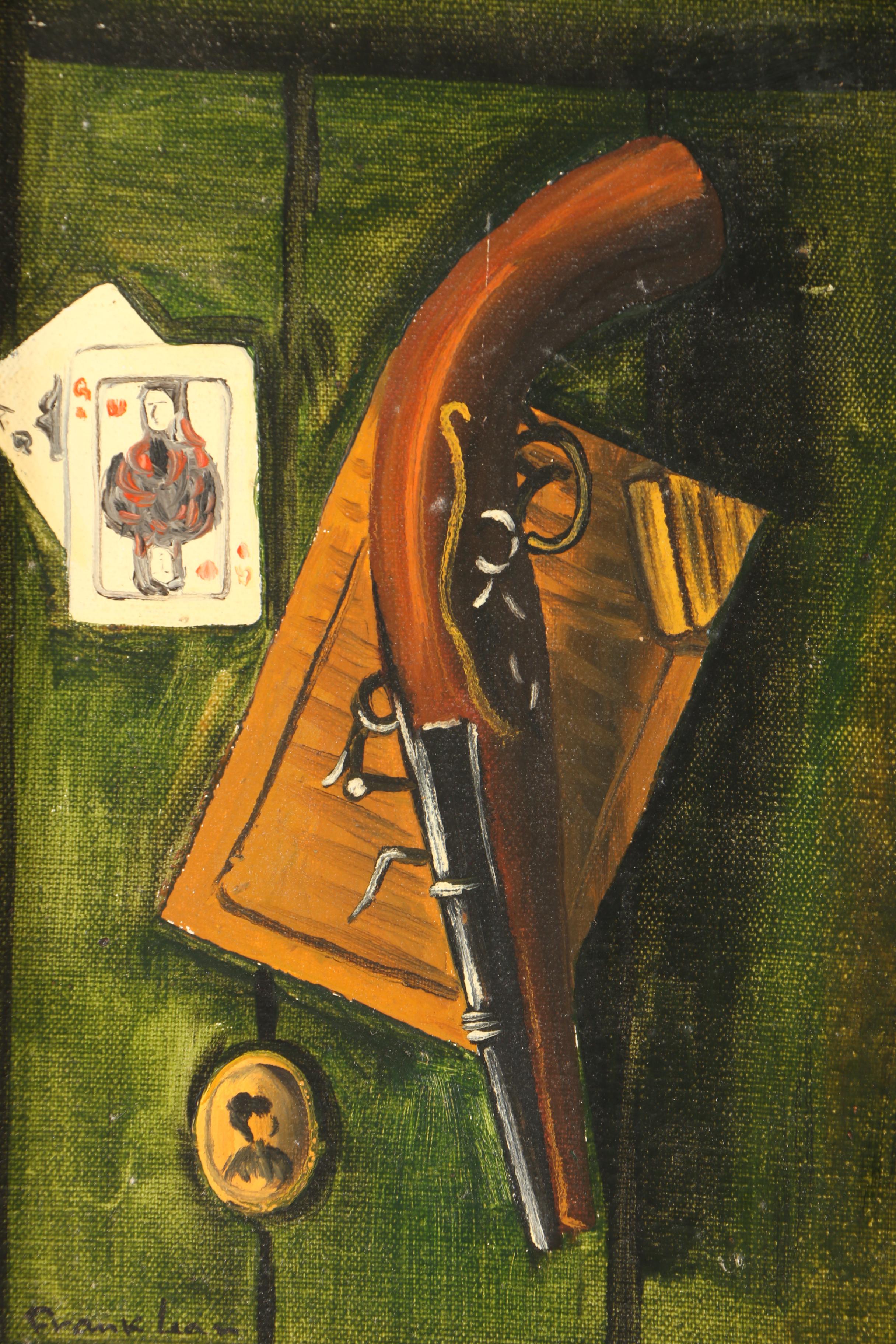 Still Life Oil Painting with Pistol