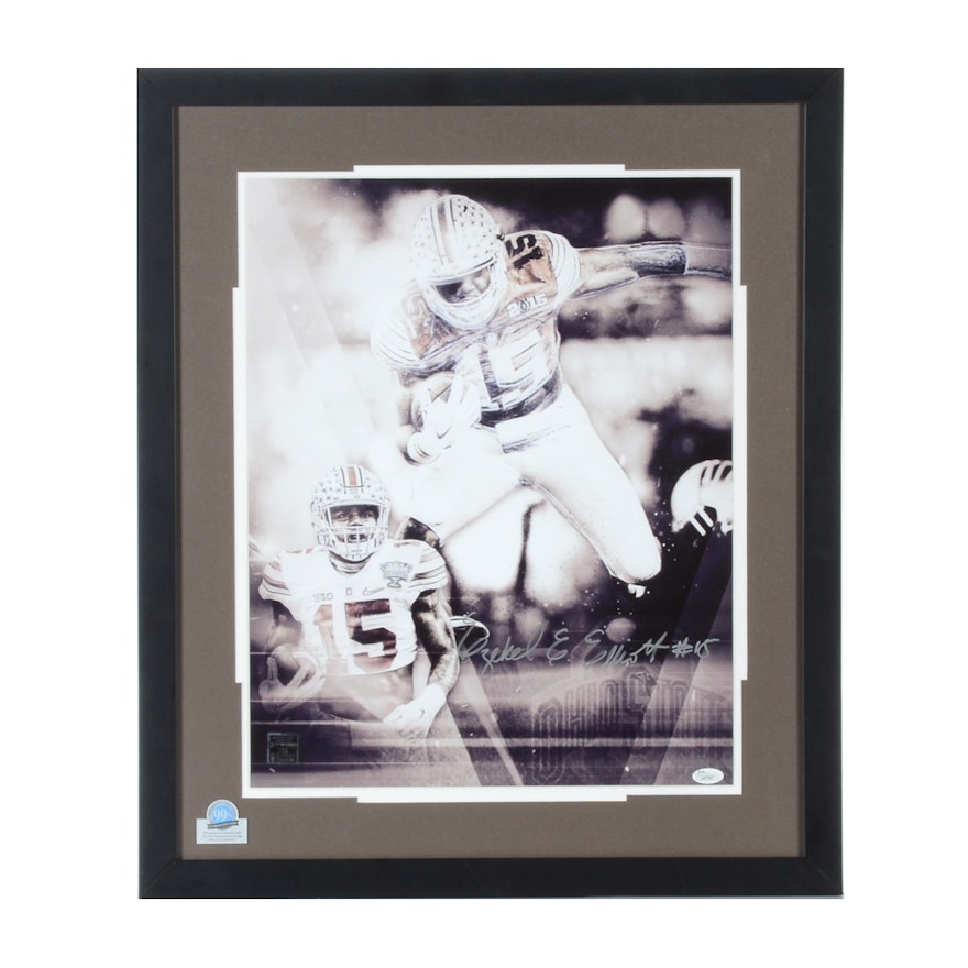 2015 Ezekiel Elliot Ohio State Buckeyes Autographed Framed Football Print