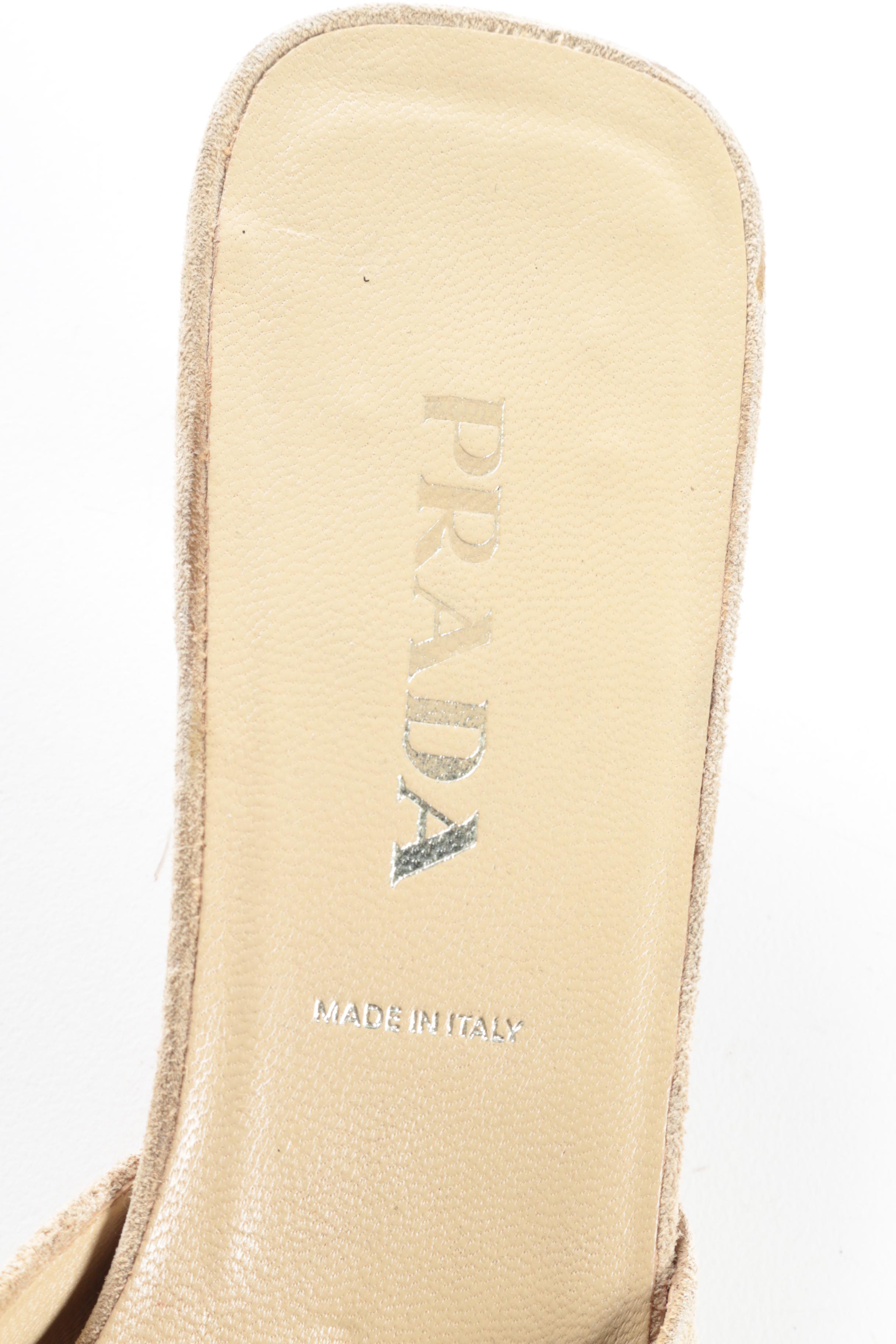 Prada Suede Kitten Heel Mules