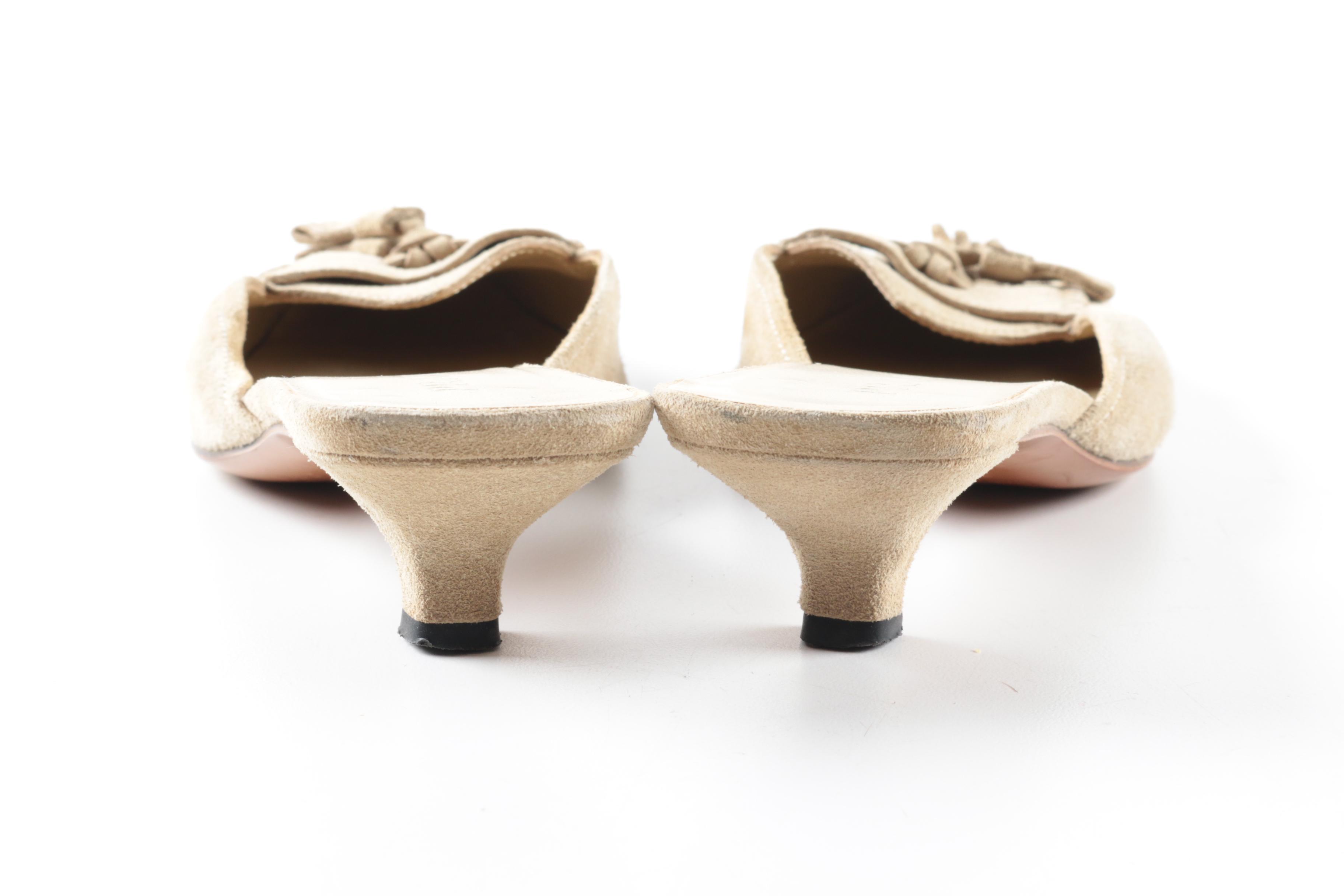 Prada Suede Kitten Heel Mules