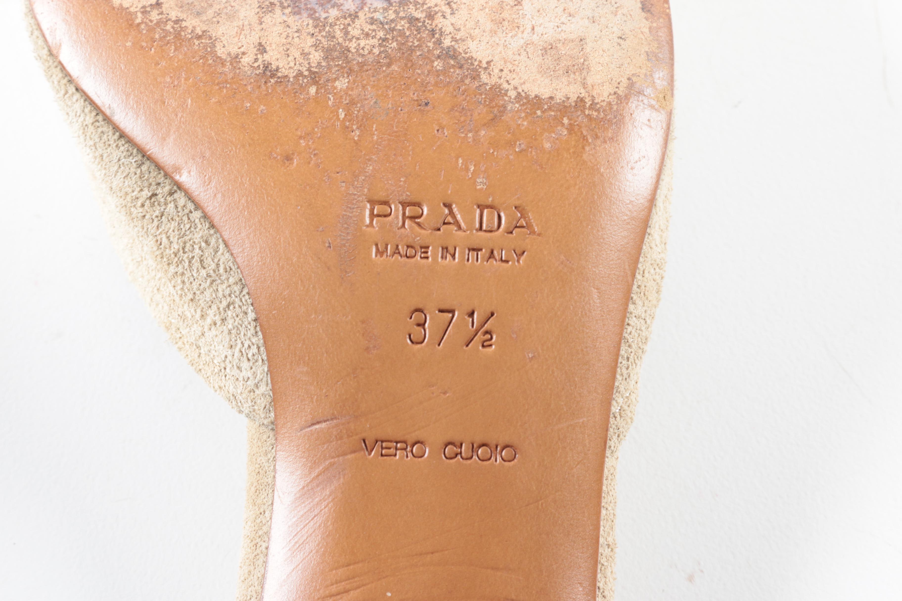 Prada Suede Kitten Heel Mules