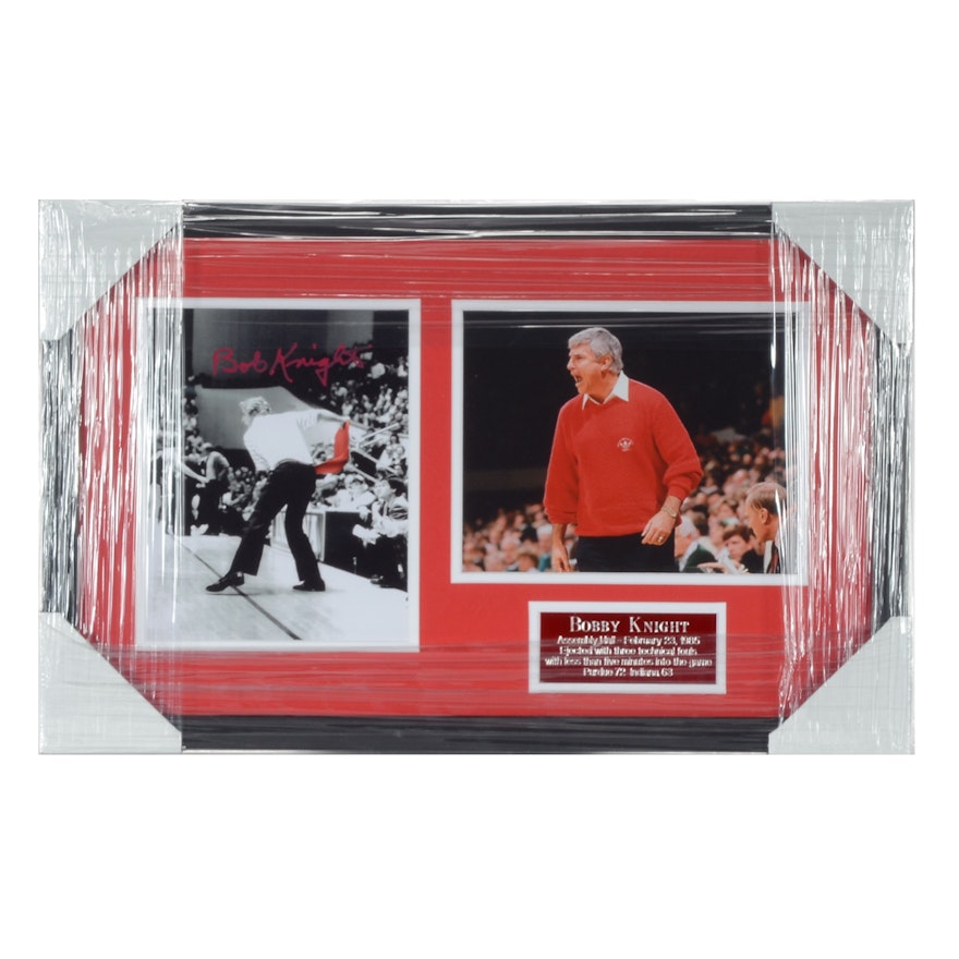Bobby Knight Autographed "Throwing Chair Ejection" Basketball Display