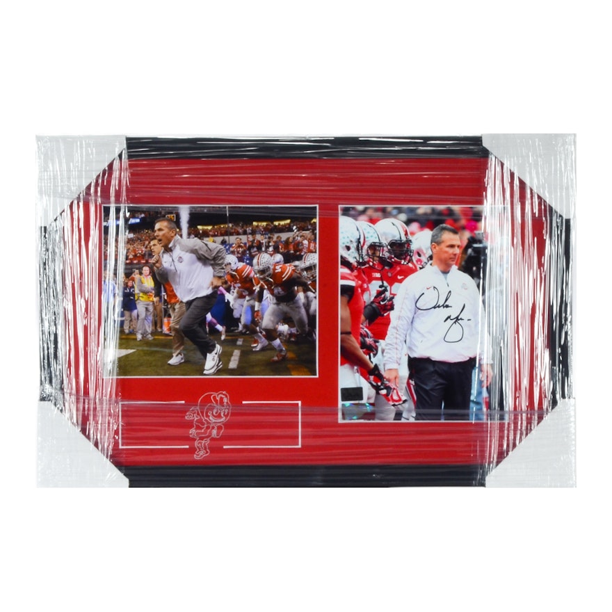 Urban Meyer Autographed Ohio State Buckeyes Framed Football Display
