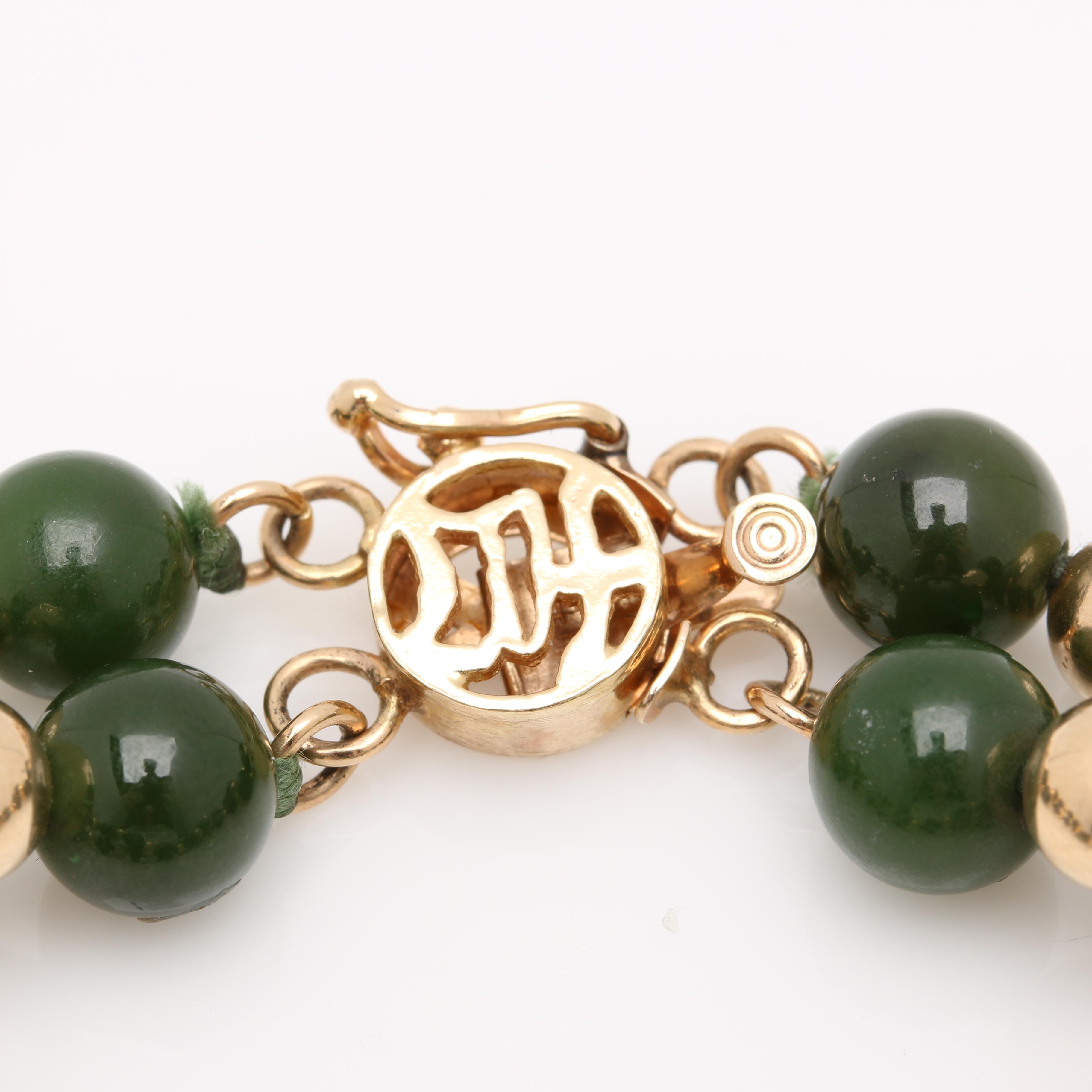 14K Yellow Gold Nephrite Bracelet